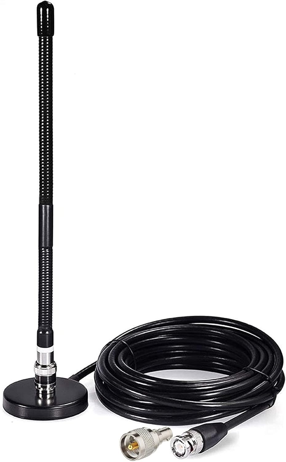 CB Antenne 27-MHz CB-Radioantenne BNC PL259 Soft Whip Magnetfuß Antenne Kompatibel mit Cobra Midland Uniden Maxon President Tragbarer tragbarer CB-Radio-Mobilfunk-Scanner