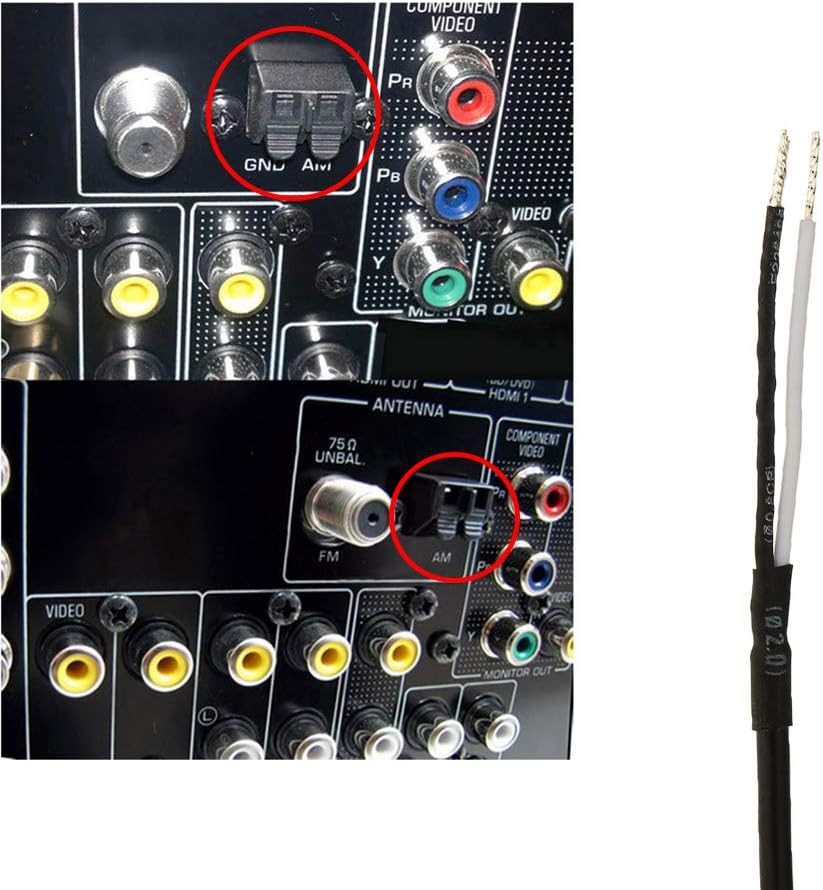 AM Antenne 75 Ohm 2-Poliger Blanker Draht Stecker MW LW Antenne Kompatibel mit Yamaha Marantz Denon Pioneer Stereo Empfänger MEHRWEG