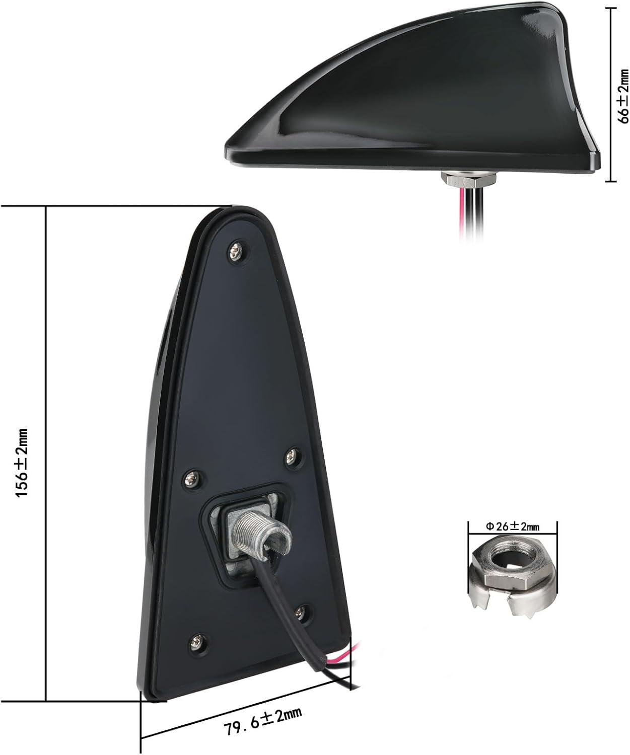 Bingfu Shark Fin Antenna for Car/Truck/RV - FM/AM Radio + GPS/BeiDou Dual-System, 28dB High Gain LNA, IP65 Waterproof, 9-16V Wide Voltage