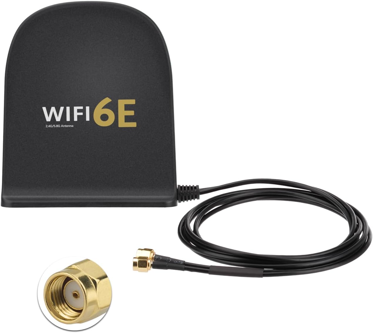 Bingfu WiFi 6E Antenna Tri-Band 2.4GHz 5GHz 6GHz MIMO RP-SMA Male Magnetic Base 8dBi Antenna with 6.5ft Cable for WiFi Router Wireless Network Card PC Motherboard PCI PCIe Card Security IP Camera