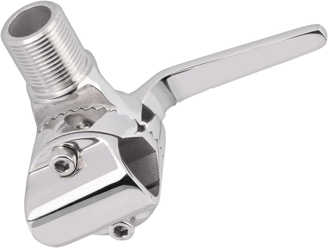 Bingfu VHF Marine GPS Antenna Mount Stainless Steel Adjustable Ratchet Base Fixed Mount Bracket - Installation Range 0.87" - 1" for Pole Rail Boat RV