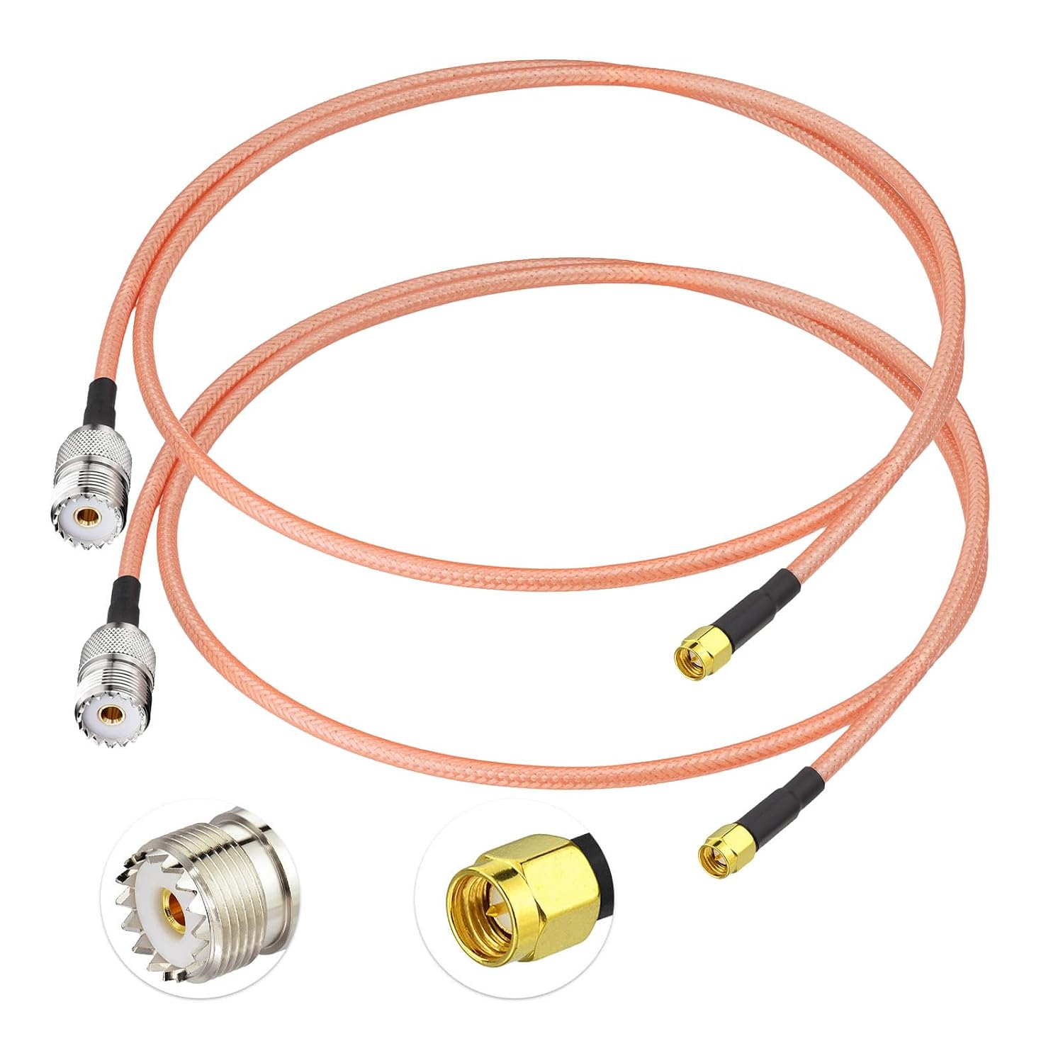 BINGFU SMA Male to UHF Female SO239 Coaxial Cable 3.28 ft RG142 Low Loss Shielded Cord 2-Pack for SWR Meter SDR Vehicle Marine HF VHF UHF CB Ham Amateur Radio Antenna Handheld Transceiver Extension