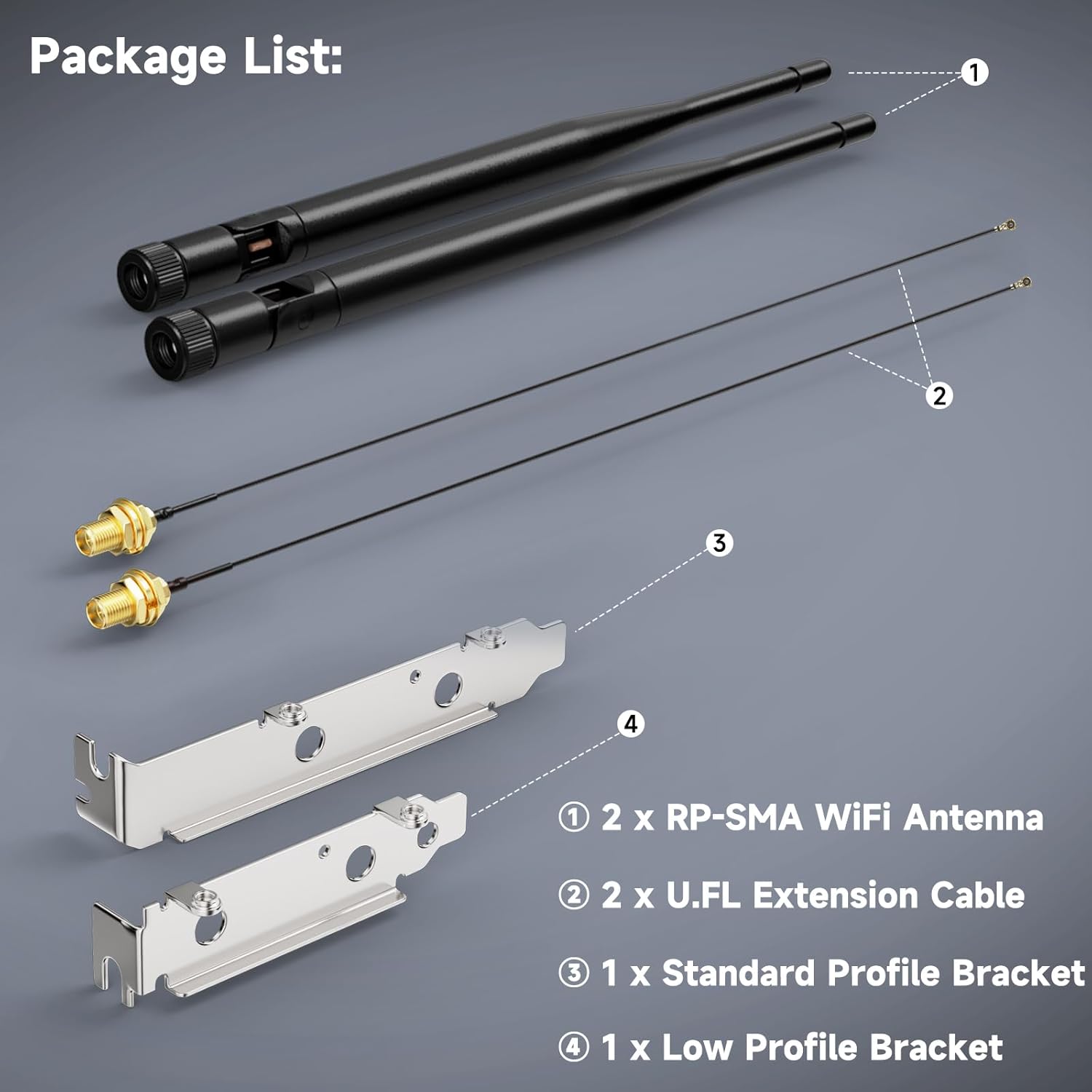 WiFi 2,4 GHz 5,8 GHz 6dBi RP-SMA-Steckerantenne + U.FL IPX IPEX MHF4 auf RP-SMA-Buchse-Verlängerungskabel + PCI-Steckplatzabdeckung für M.2 NGFF Intel Wireless-Netzwerkkarte WiFi-Adapter Laptop