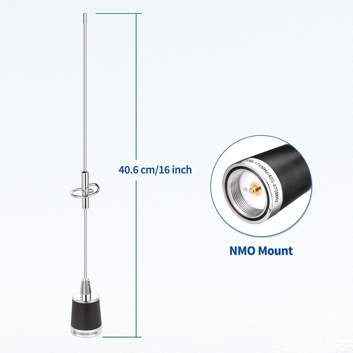 Bingfu Dual Band VHF UHF 136-174MHz 400-470MHz Mobile Radio NMO Antenna Vehicle NMO Mount Antenna for Car Truck Ham/Amateur/Mobile/Two Way/Marine Radio