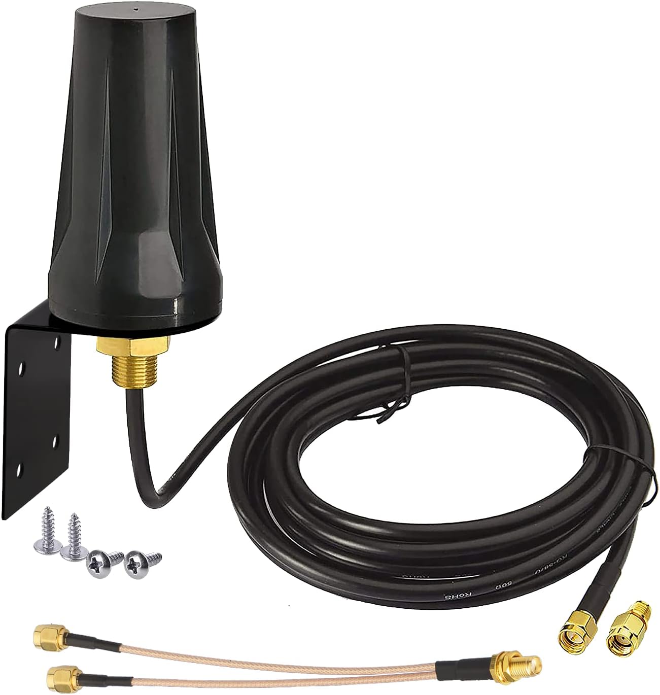 Bingfu 4G LTE-Antenne Outdoor 5 dBi Wasserdicht Wandhalterung Antenne mit Zwei SMA-Stecker Splitterkabel kompatibel mit GSM 3G 4G LTE-Router-Gateway Mobilfunkkamera