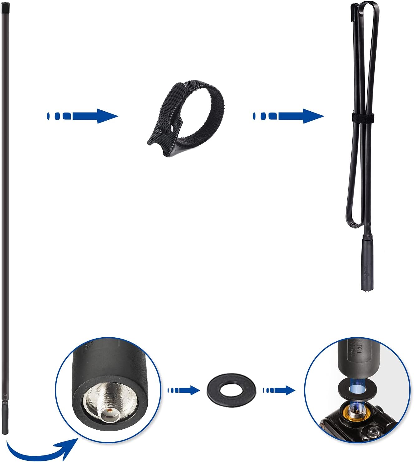 Funkgerät Antenne Dualband VHF UHF 144/430 MHz 108 cm Faltbare CS Tactical SMA Buchse Antenne mit 1 m Verlängerungskabel für Baofeng BF-F8HP UV-5R UV-82 BF-888S GT-3 Amateurfunk