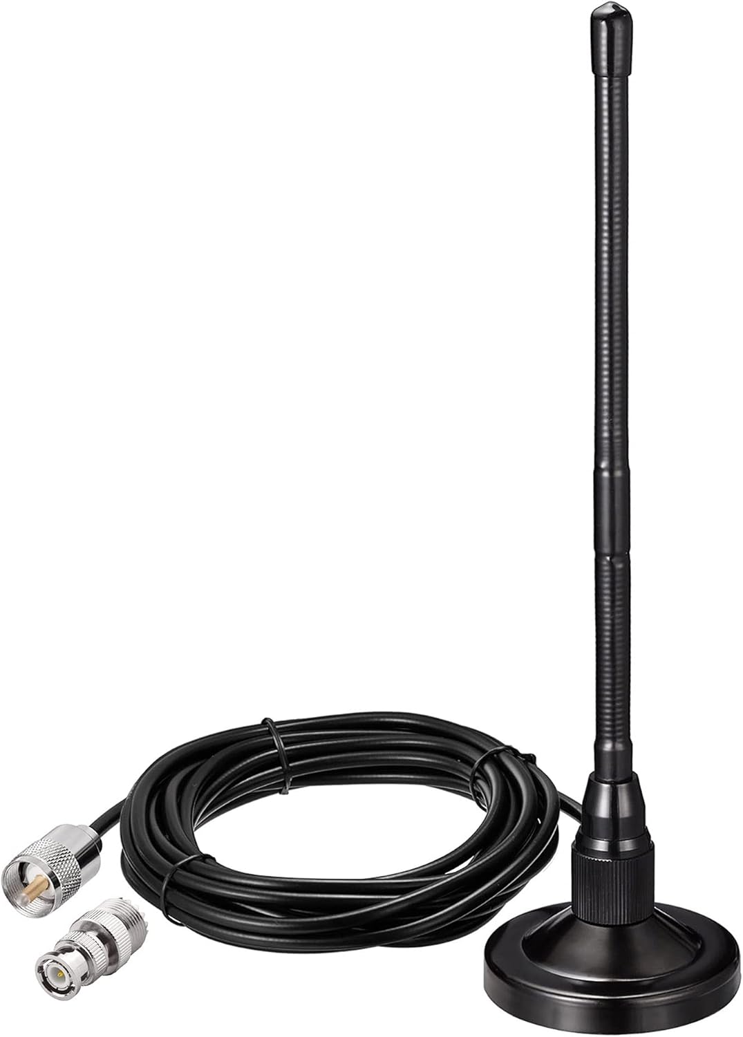 Bingfu 27MHz CB-Funkantenne Magnetfuß Weiche Peitsche PL259 & BNC-Stecker Kompatibel mit Cobra Midland Uniden Maxon President Mobile CB-Funkantennen-Kit für PKW LKW