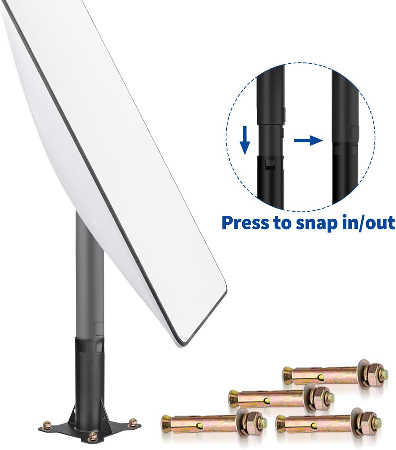 Schwerlast-Antennenhalterung für Starlink Satellitenschüssel - Dachmast-Montagezubehör-Kit - Kurze horizontale Halterung