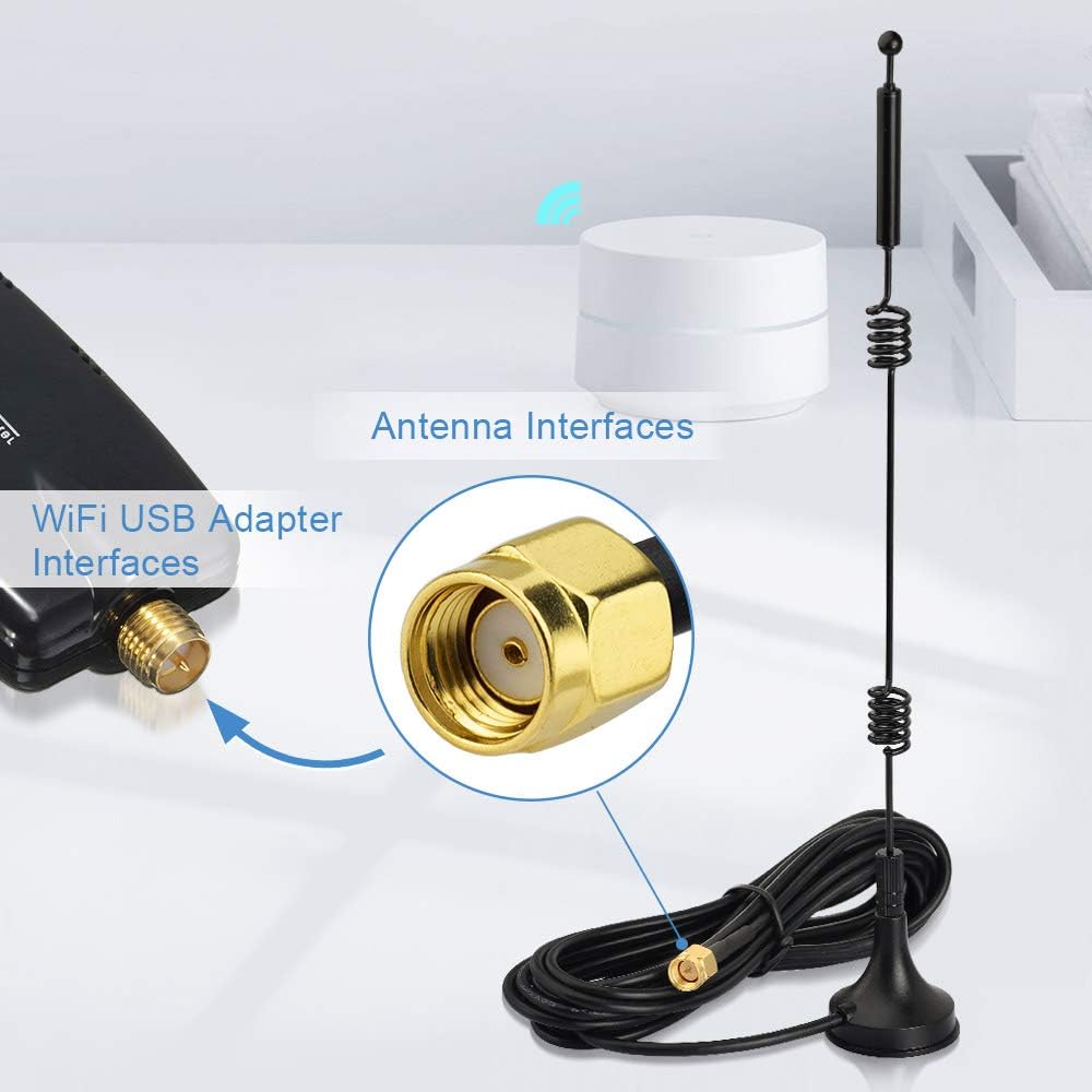 WiFi Antenne 2,4 GHz 5 GHz 5,8 GHz 9dBi Magnetfuß mit RP-SMA-Stecker für WiFi-Router Booster Range Extender-Gateway Drahtlose Mini-PCI-Express PCIE-Netzwerkkarte USB-Adapter Überwachungskamera