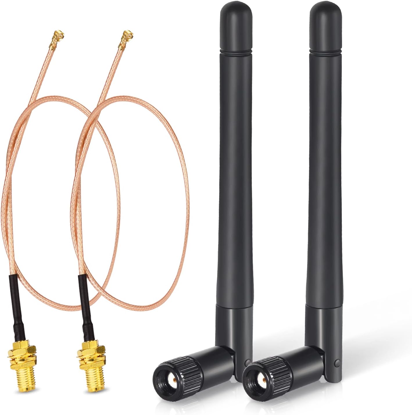 Bingfu Dualband WLAN Antenne 2,4 GHz 5 GHz 5,8 GHz 3 dBi MIMO RP-SMA-Stecker (2er-Pack) + 2 x 30 cm U.FL auf RP-SMA-Kabel für WLAN-Router Wireless Mini PCI Express PCIE-Netzwerkkartenadapter