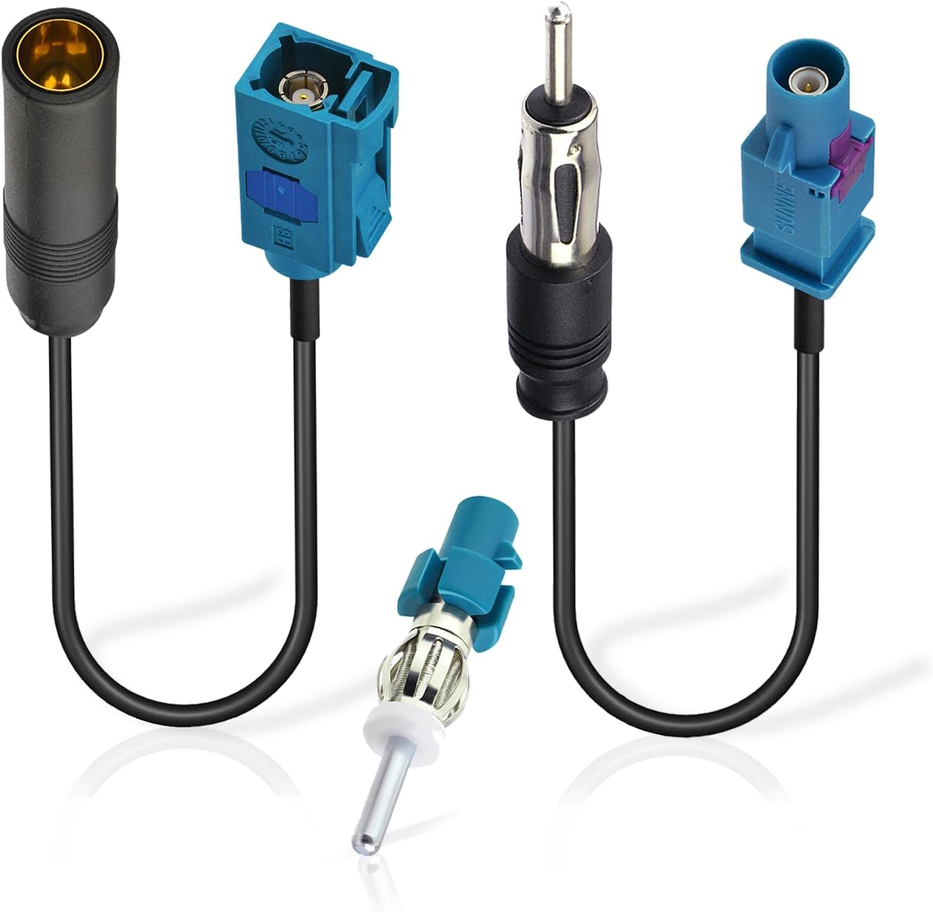 Fakra auf DIN ISO Autoradio Antenne Kabel (2-Stück), DAB FM Radio Adapterkabel mit Fakra-Z-Stecker auf DIN-Stecker-Adapter für Auto-Stereo-Audio-HD-Radio-Head-Unit, CD-Media-Player -Empfänger