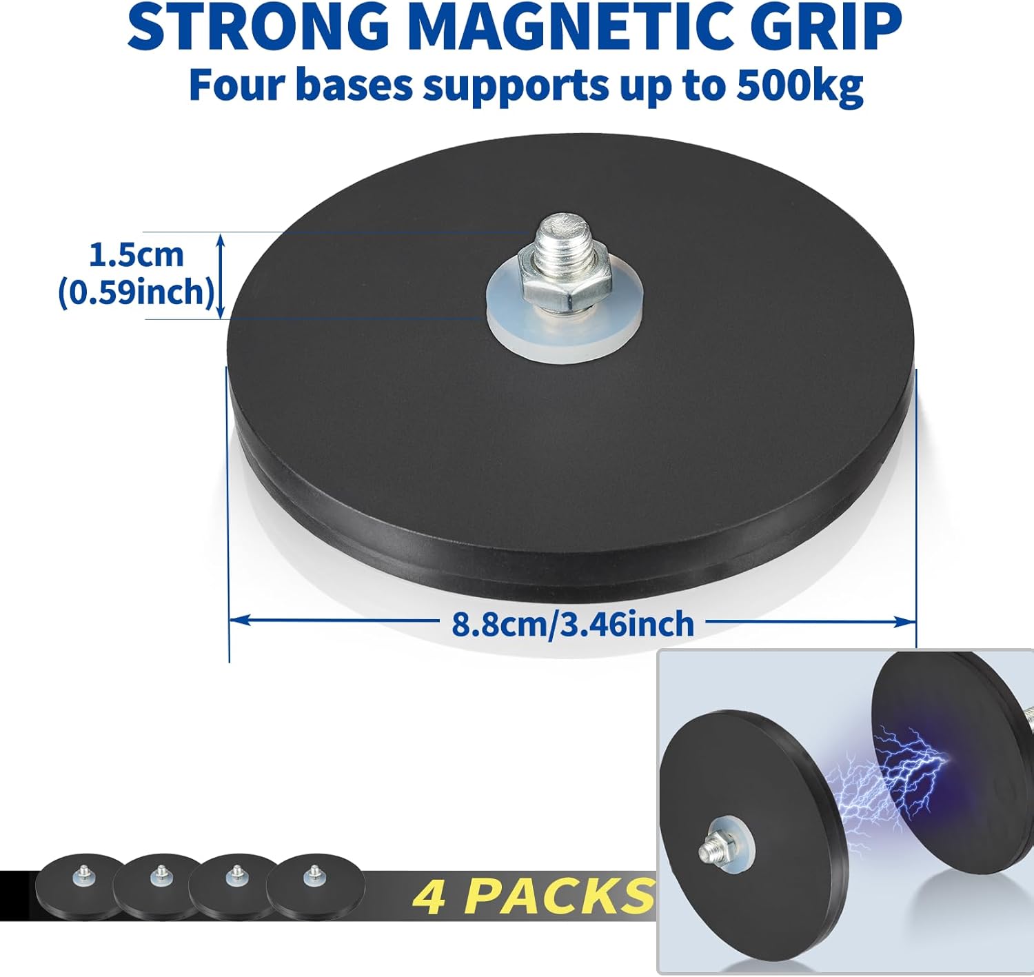 Bingfu Magnetic Base Kit for Starlink V2 Gen2 Flat High Performance Antenna - Supports up to 500kg Vertical Force - Mounting Bases for Starlink V2 Satellite Dish