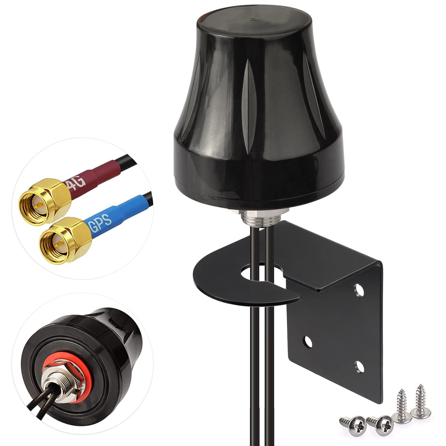 Bingfu 4G LTE SMA Male MIMO Antenna Outdoor Fixed Bracket Wall Mount Waterproof Antenna for 4G LTE Wireless CPE Router Hotspot Cellular IoT Gateway Industrial Terminal Server Security Camera