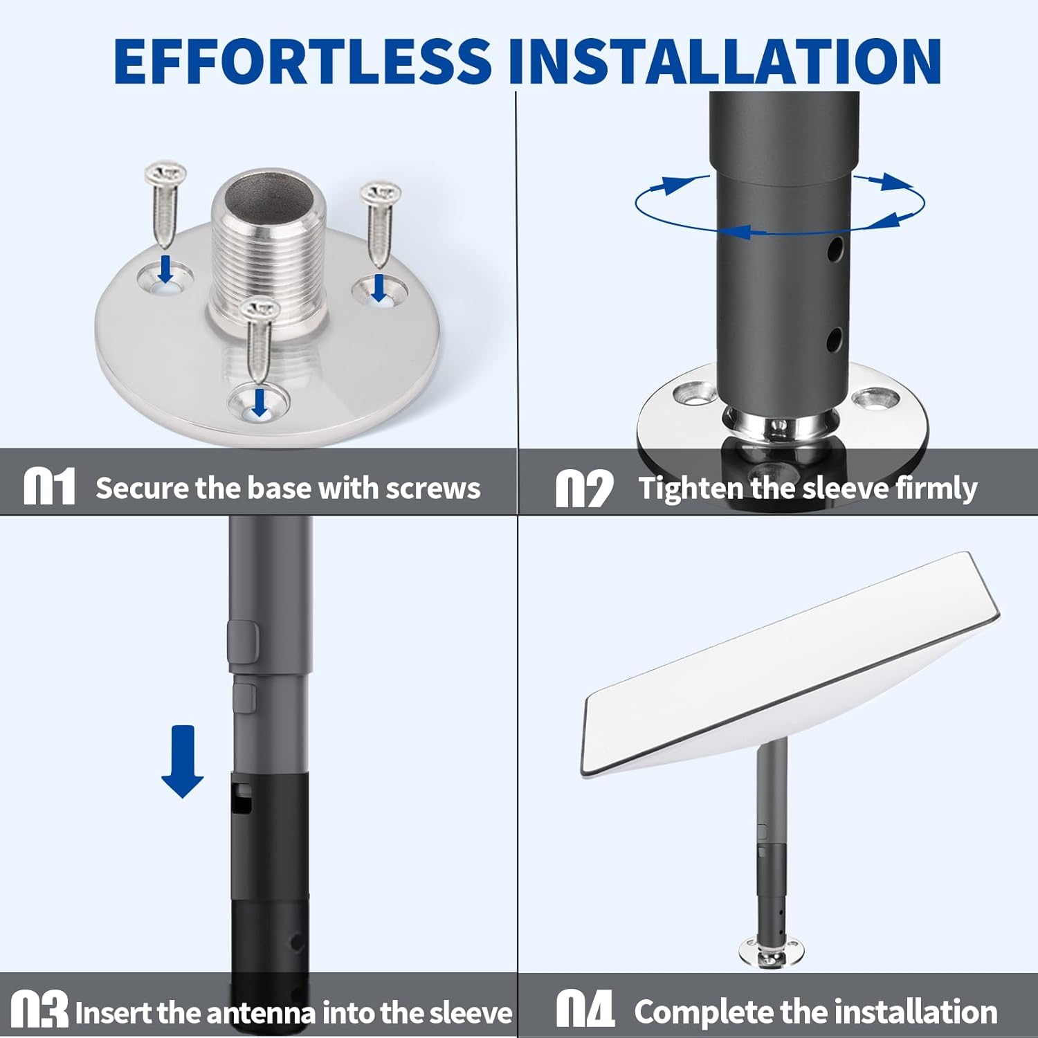 Antennen-Montagesatz für Starlink Satellitenschüssel Dishy V2 Standard Actuated Antenne - Solider Rohradapter & Edelstahl-Antennenbasis-Kit - für Marine-, Boots- und Automobilanwendungen