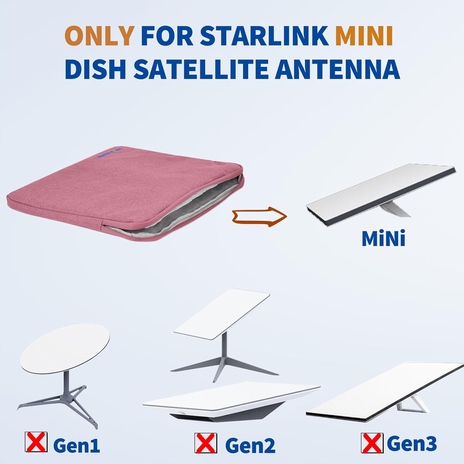 Bingfu Tragetasche für Starlink Mini Dish, Aufbewahrungstasche für Starlink Mini Dish Satellitenschüssel, ideal für Wohnmobile, Camping im Freien, Reisen, leicht zu tragen, dauerhafter Schutz,Rosa
