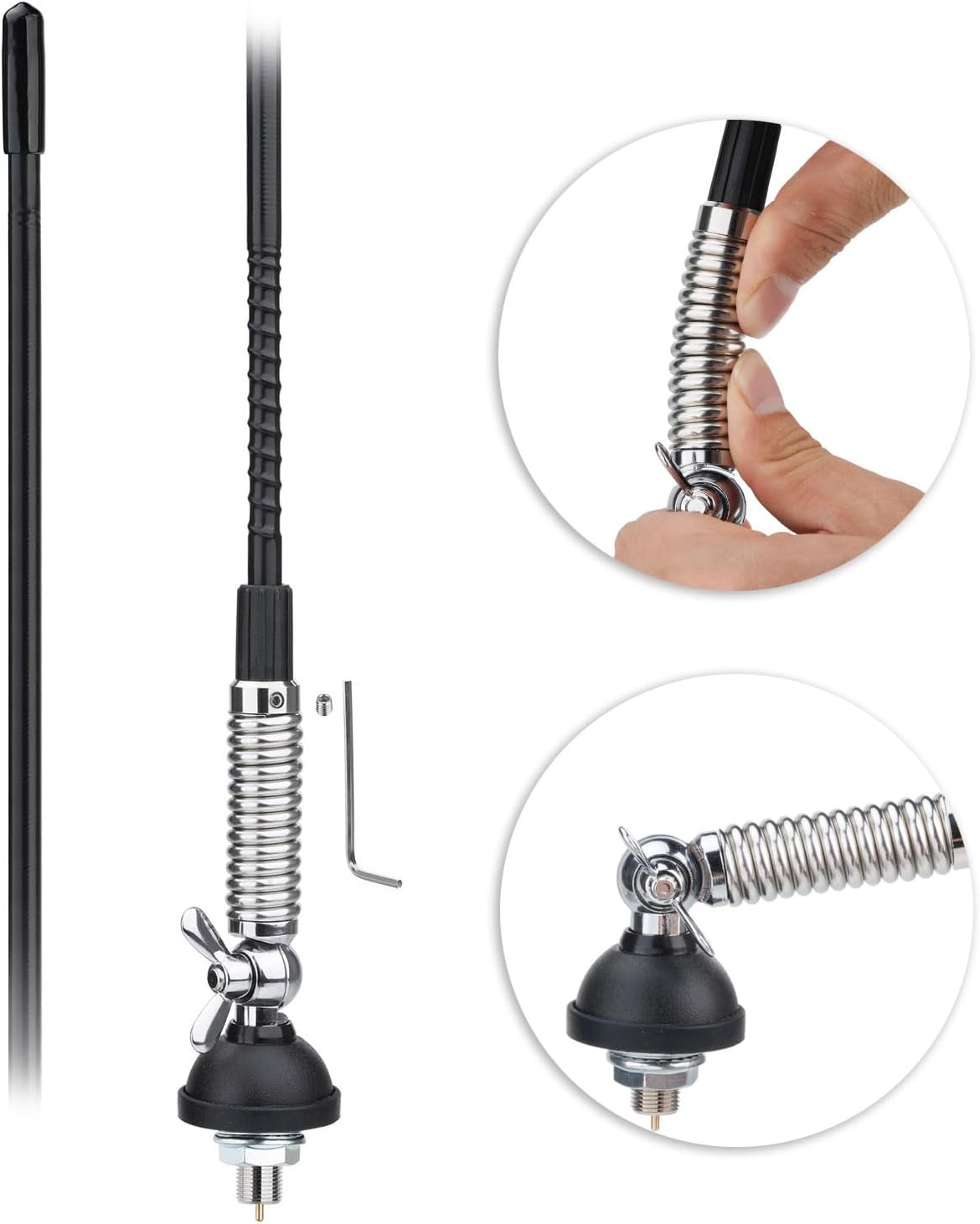 Bingfu CB 27MHz Truck Fiberglass Antenna Anti-Vibration with 13.1ft PL259 Cable Compatible with Galaxy Uniden Bearcat Cobra Radioddity Texas Ranger RoadKing Mobile CB Radio