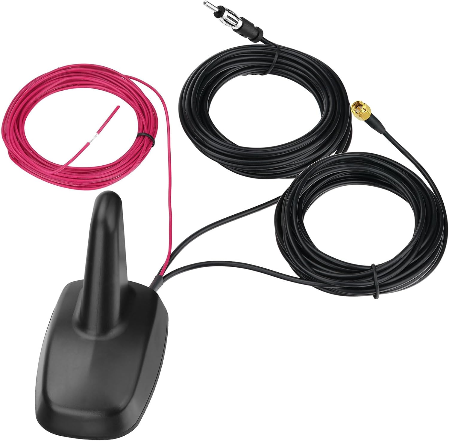 Bingfu Shark Fin Antenna FM AM Radio GPS BeiDou GNSS with 28dB LNA IP65 Waterproof 9-16V Wide Voltage for Car Truck RV Black