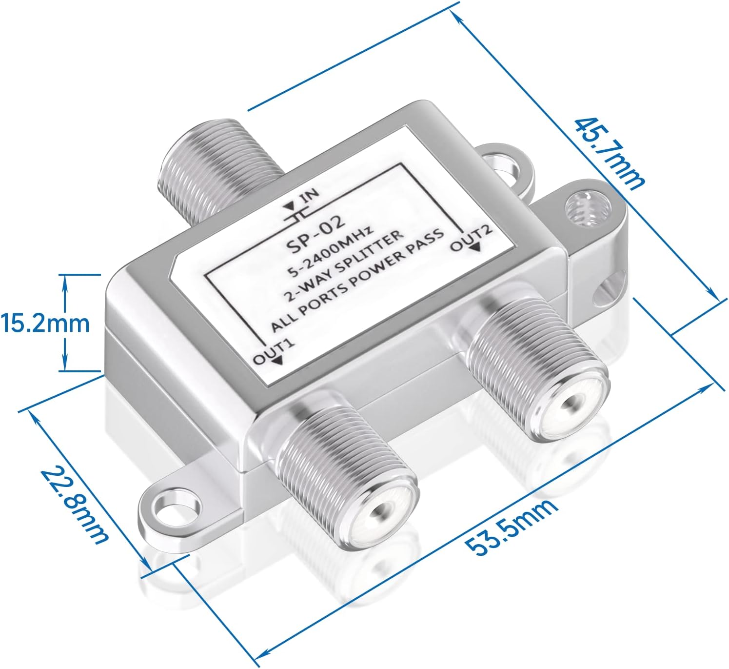 Bingfu Satelliten-Splitter 2-Wege SAT BK-Schalter mit F-Anschluss für Satelliten-TV, UKW, DAB-Radio und Kabelsysteme