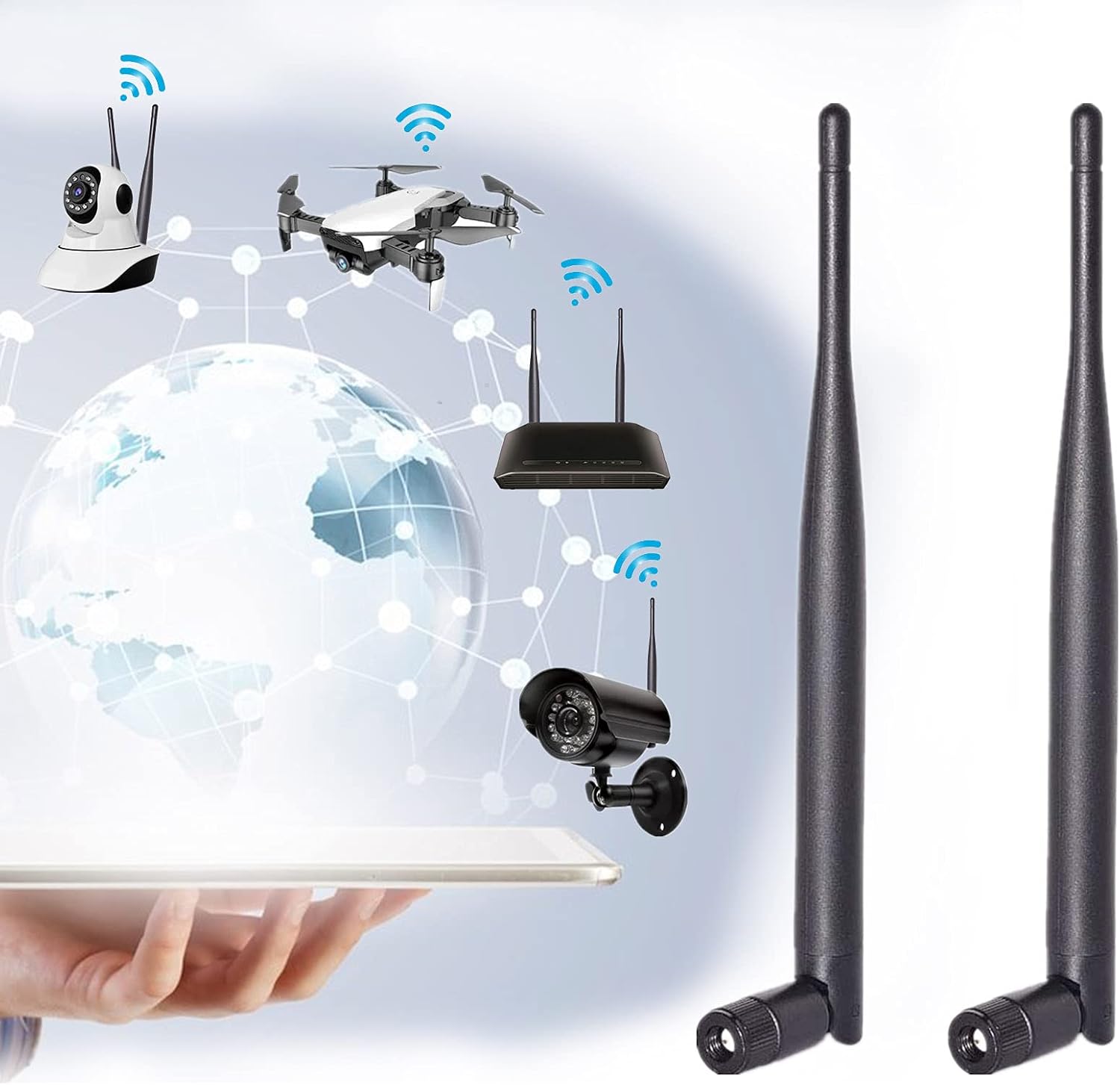 Bingfu Dual Band WiFi Antenne 2,4 GHz 5 GHz 5,8 GHz 6 dBi SMA-Stecker für drahtlose Vedio Sicherheit IP-Kamera Überwachungsrekorder DVR Fahrzeug LKW Wohnmobil Anhänger Rückfahrkamera Rückfahrmonitor