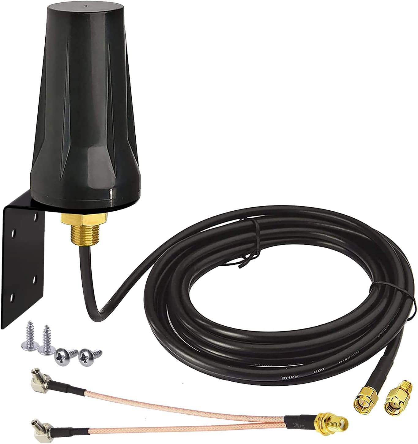 Bingfu 4G LTE Antenne Outdoor 5 dBi Wasserdicht Wandhalterung Antenne mit Dual TS-9 Stecker Splitterkabel kompatibel mit GSM 3G 4G LTE-Router-Gateway Mobilfunkkamera