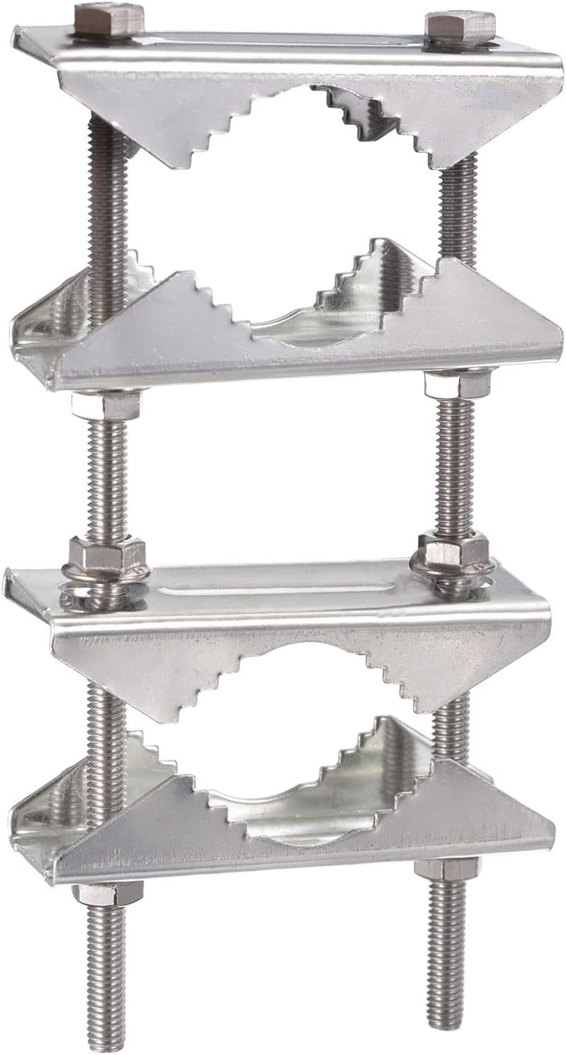 Bingfu Doppel Antennen-Mastklemme, Rostfrei, Strapazierfähig, Mast-zu-Pol-Montagesatz, Halterung Halter für 25–50 mm Durchmesser Outdoor LoRa WLAN 4G LTE Amateurfunk TV CB-Antennenmast