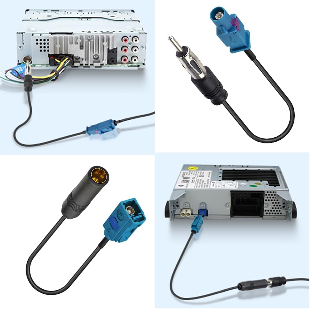 Fakra auf DIN ISO Autoradio Antenne Kabel (2-Stück), DAB FM Radio Adapterkabel für Auto-Stereo-Audio-HD-Radio-Head-Unit, CD-Media-Player-Empfänger