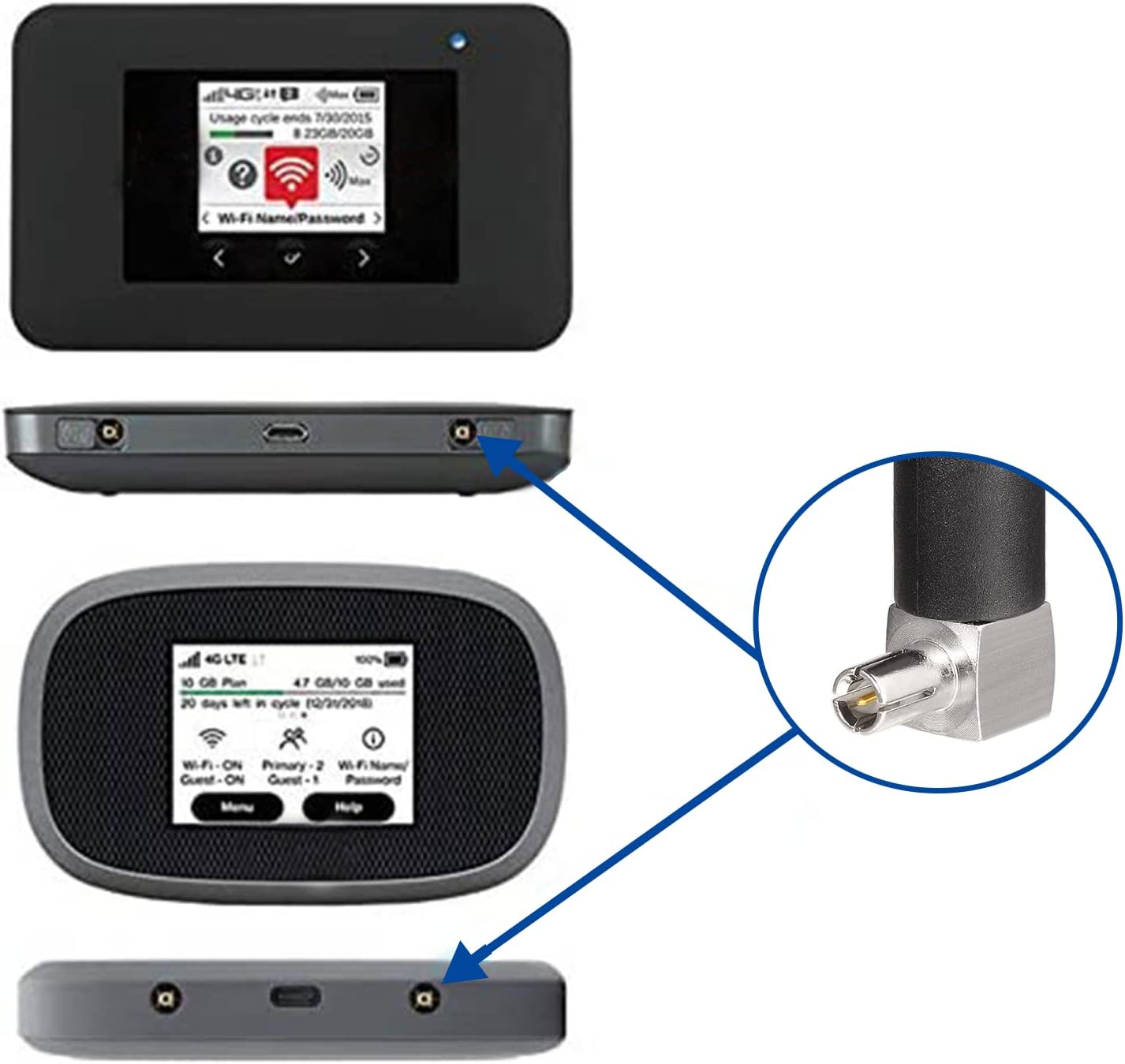 Bingfu 4G LTE Antenne 3dBi Externe TS9 Antenne (2 Stück) Kompatibel mit 4G LTE MiFi Mobil WiFi Hotspot Router USB Modem Nighthawk AC785 AC790 AC810 LB2120 Huawei ZTE