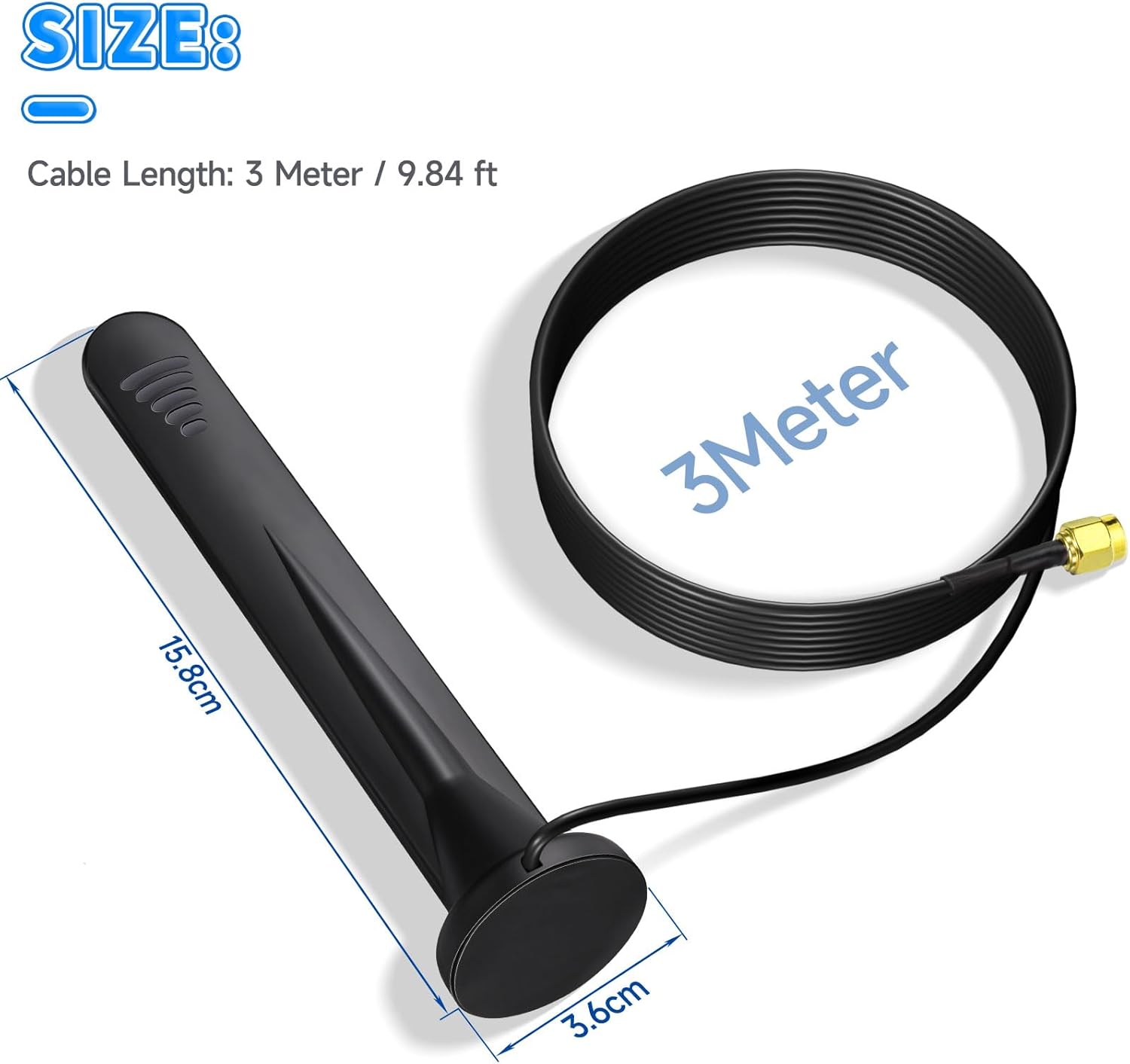 Bingfu Cellular 4G LTE SMA RP-SMA 5dBi Antenna with Magnetic Base 9.84ft Cable Compatible with 4G LTE Wireless Router Modem Cellular Gateway Industrial IoT Router Mobile