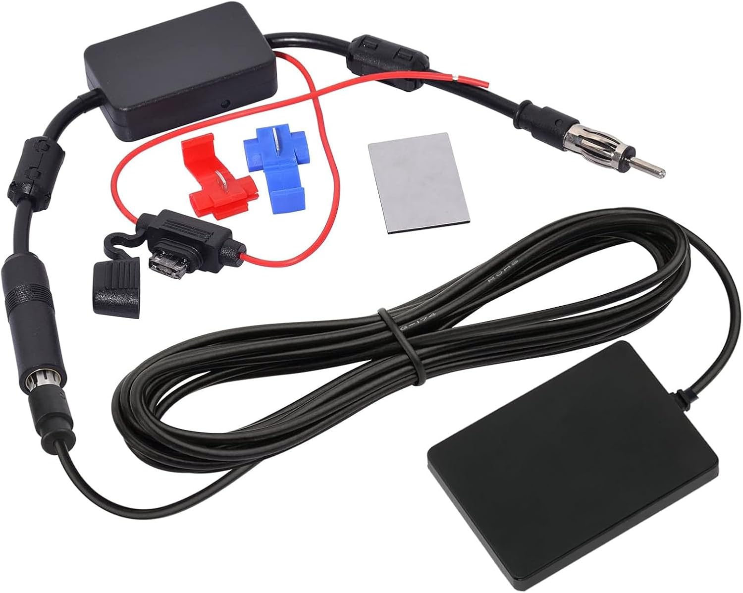 Bingfu FM Car Radio Windscreen Antenna Signal Amplifier DIN Plug 3 m Cable Car Windscreen Adhesive Antenna with ISO Adapter Universal for Vehicle, Truck, SUV and Stereo Receiver