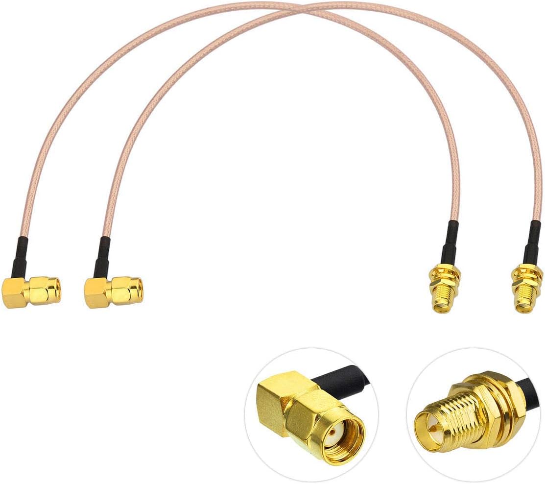 WLAN Antennen Verlängerungskabel RP-SMA Stecker Rechtwinklig auf RP-SMA Buchse RG316 Kabel 30 cm für WiFi-Router-Sicherheit IP-Kamera-Monitor Mini-PCIE-Karte, 2 Stück