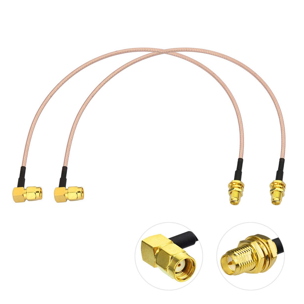 WLAN Antennen Verlängerungskabel RP-SMA Stecker Rechtwinklig auf RP-SMA Buchse RG316 Kabel 30 cm für WiFi-Router-Sicherheit IP-Kamera-Monitor Mini-PCIE-Karte, 2 Stück