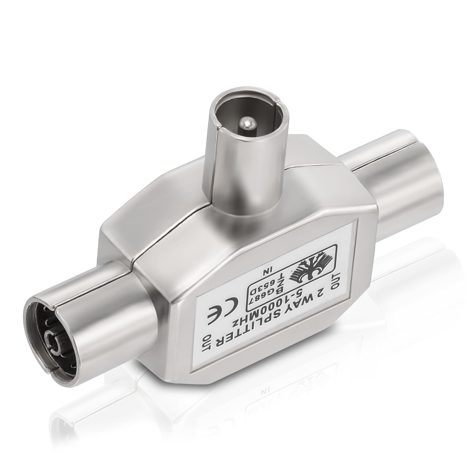 Bingfu TV Antennenverteiler 2Fach, Antennenkabel Verteiler, 2 Wege 1x IEC Koax Stecker auf 2X Koax Kupplung T-Kupplung Koax-Adapter Splitter für DVB-T/BK Analoges und digitales Kabelfernsehen