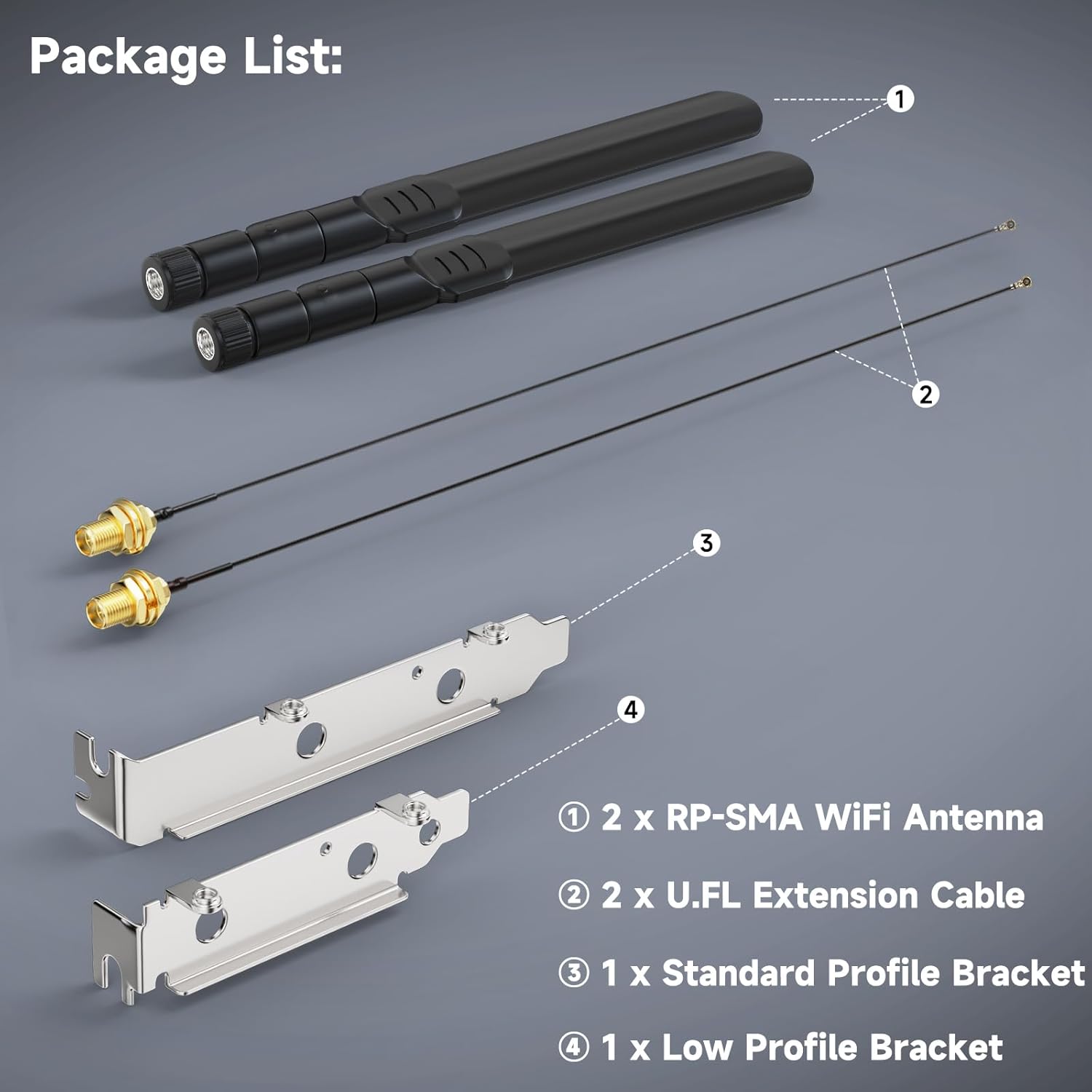 WLAN Antenne 2,4GHz 5,8GHz 8dBi RP-SMASteckerantenne + 25 cm U.FL IPEX MHF4 auf RP-SMA-Buchse-Verlängerungskabel + PCI-Steckplatzabdeckung für M.2 NGFF Intel Wireless-Netzwerkkarte WiFi-Adapter