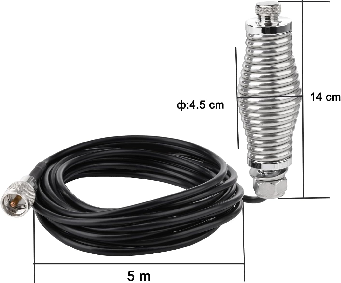 Bingfu Heavy-Duty Antenna Spring Mount with 16.4 ft RG58 Coaxial Cable CB Ham Radio Antennae SO239 to PL259 Spring Mounting Base Compatible with Trucks Car RZR UTV Can Am ATV Truck Off Road