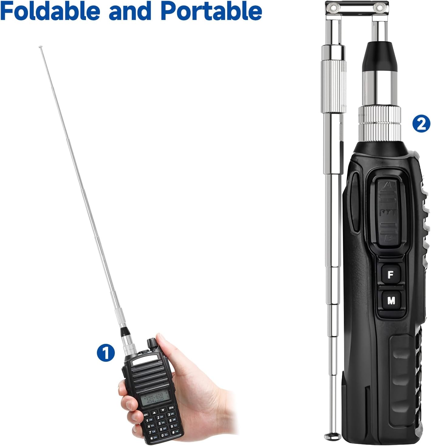 Bingfu Dual Band VHF UHF Ham Radio Antenna Handheld Amateur 136-174 400-470 MHz 5 Section Telescopic High Gain Antennas for Wouxun Baofeng BF-F8HP UV-5R UV-82 BF-888S