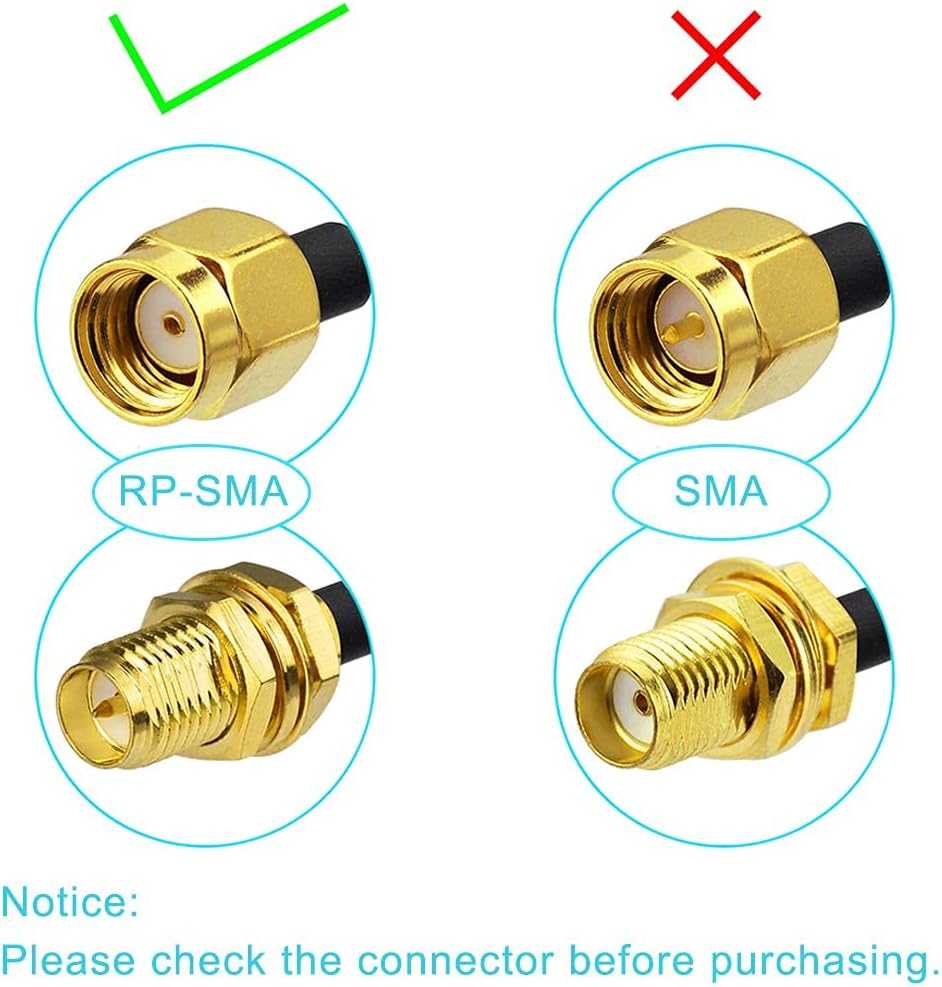 Bingfu RP-SMA Female Bulkhead Mount to Dual RP-SMA Male WiFi Antenna Adapter Splitter Cable 15cm 6 inch for WiFi Router Hotspot Wireless Mini PCI Express PCIE Network Card Adapter