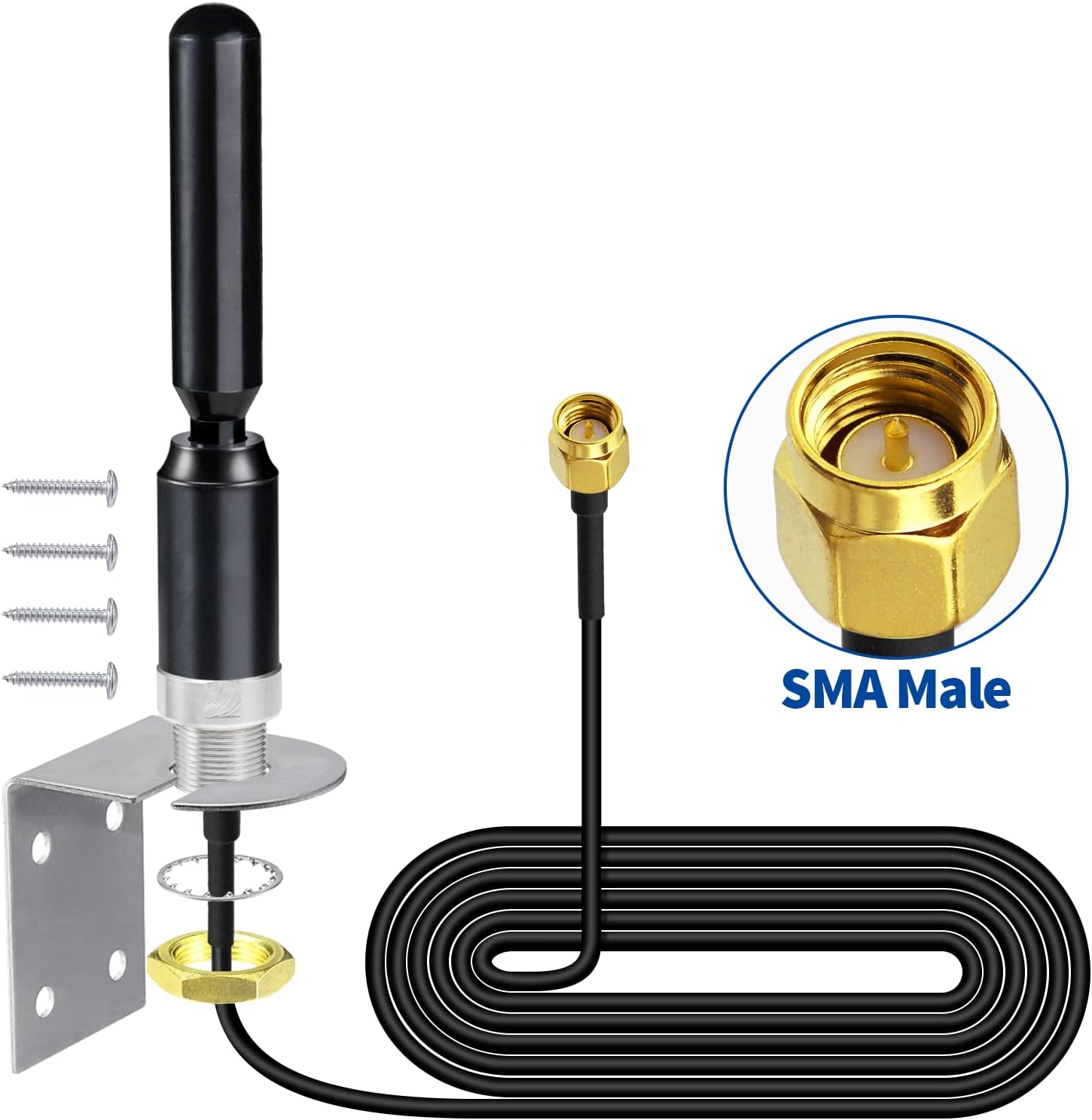4G LTE Antenne SMA 3dBi 698-2700MHz wasserdichte Antenne zur Wandmontage mit 3 Meter Kabel Kompatibel mit 4G LTE Router Gateway Modem Mobilfunkrouter Gateway Wildkamera