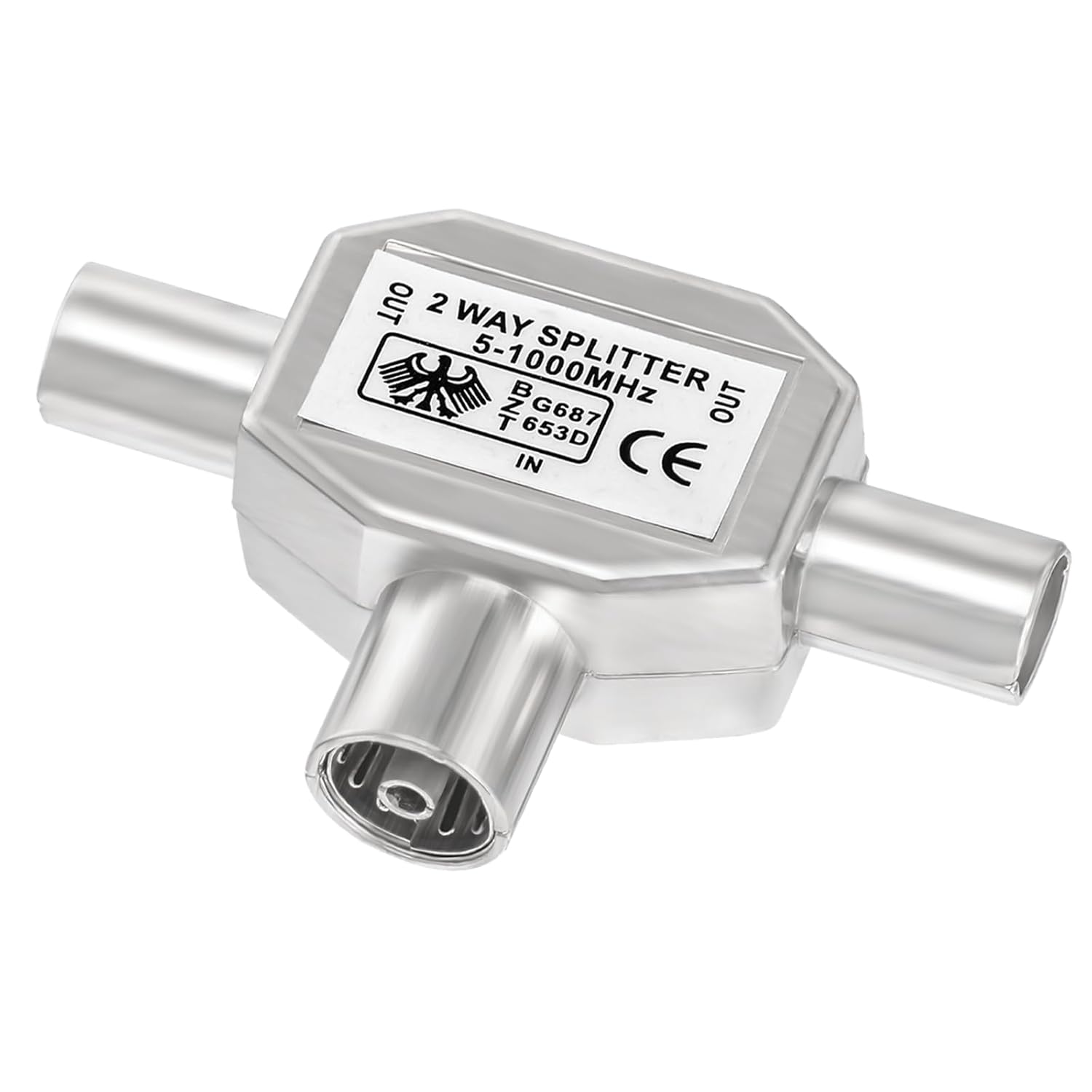 BINGFU TV Antenna Splitter 2-Way Antenna Cable Splitter 2-Way 1x IEC Coaxial Coupling to 2x Coaxial Male T Coupling Coaxial Adapter Splitter for DVB-T/BK Analogue and Digital Cable TV