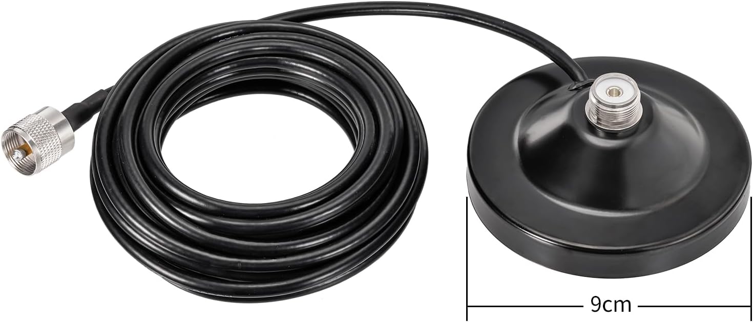 Bingfu Hohe Verstärkung Mobile Amateurfunk-Glasfaser-Antenne Auto-LKW-Amateur-Zwei-Wege-Radio Dual Band VHF UHF 136-174 MHz 400-460MHz Anti-Rost-Antennen mit Magnetfuß 5m Kabel