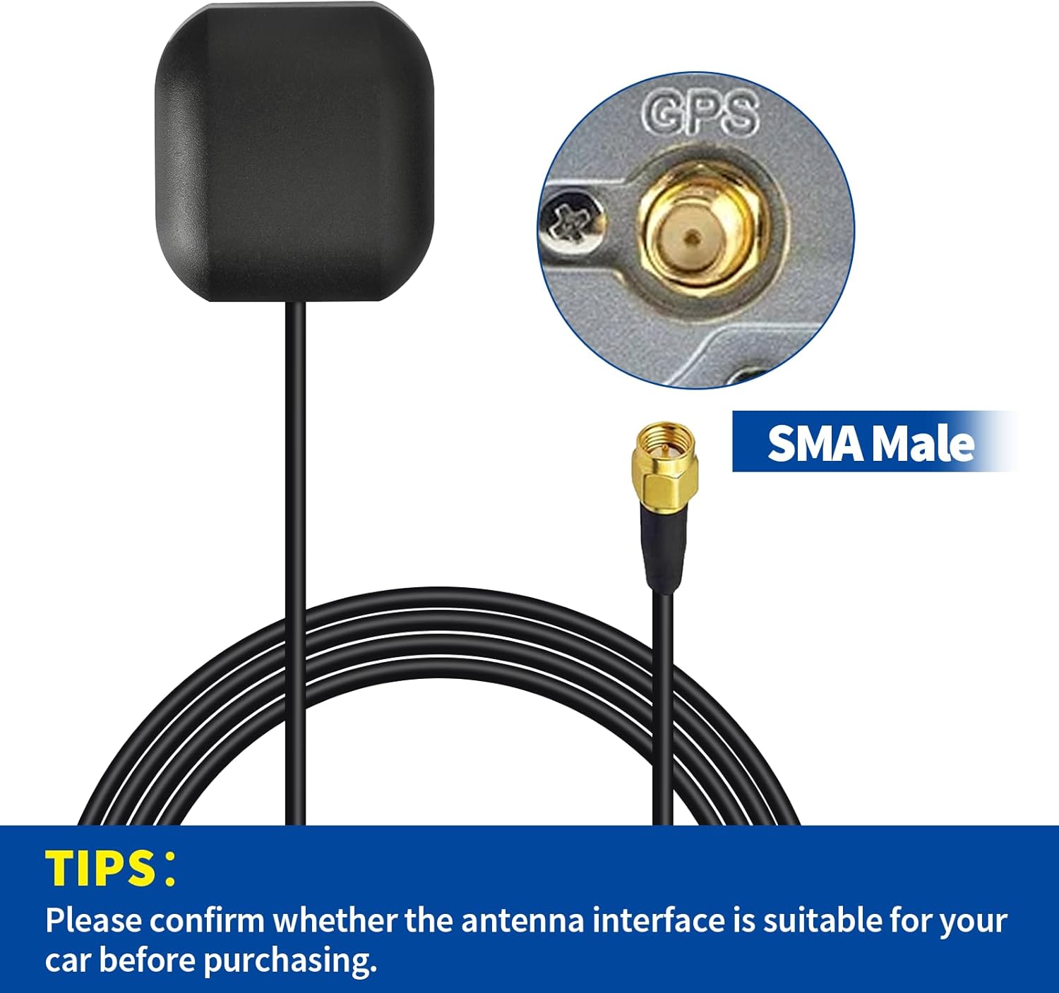 Bingfu GPS Antenne Auto Wasserdicht Aktive GPS Navigation Antenne mit SMA Stecker für Auto Stereo Head-Unit GPS Navigationssystem Modul LKW Marine Boot GPS Tracker Locator Echtzeit Tracking-Gerät