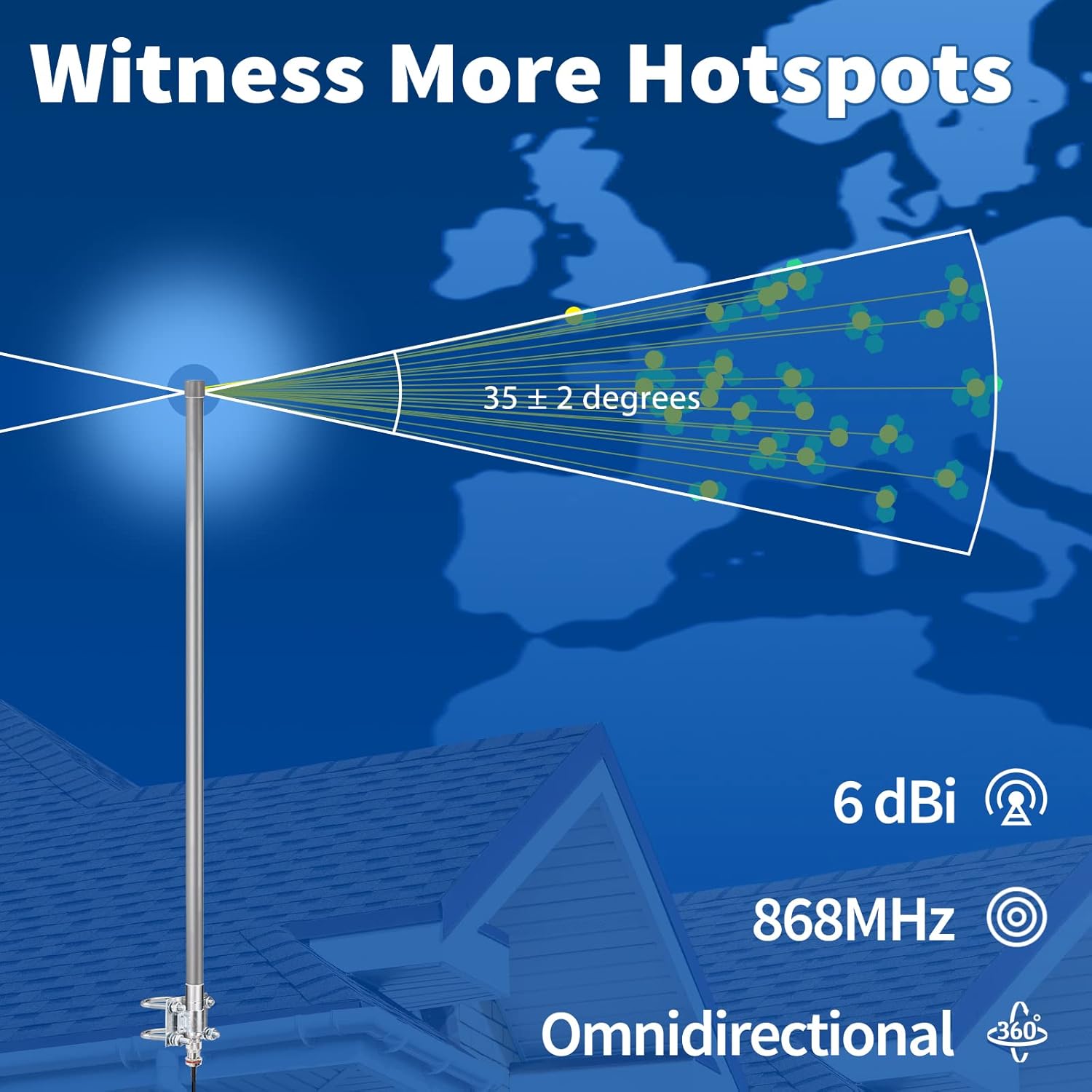 Bingfu Lora Antenne 868 MHz 6 dBi Fiberglas Lorawan Antenne mit 3 Meter Verlängerungskabel für RAK Nebra Bobcat HNT Helium Hotspot Miner SyncroBit LoraWan Gateway Lora Modul Repeater
