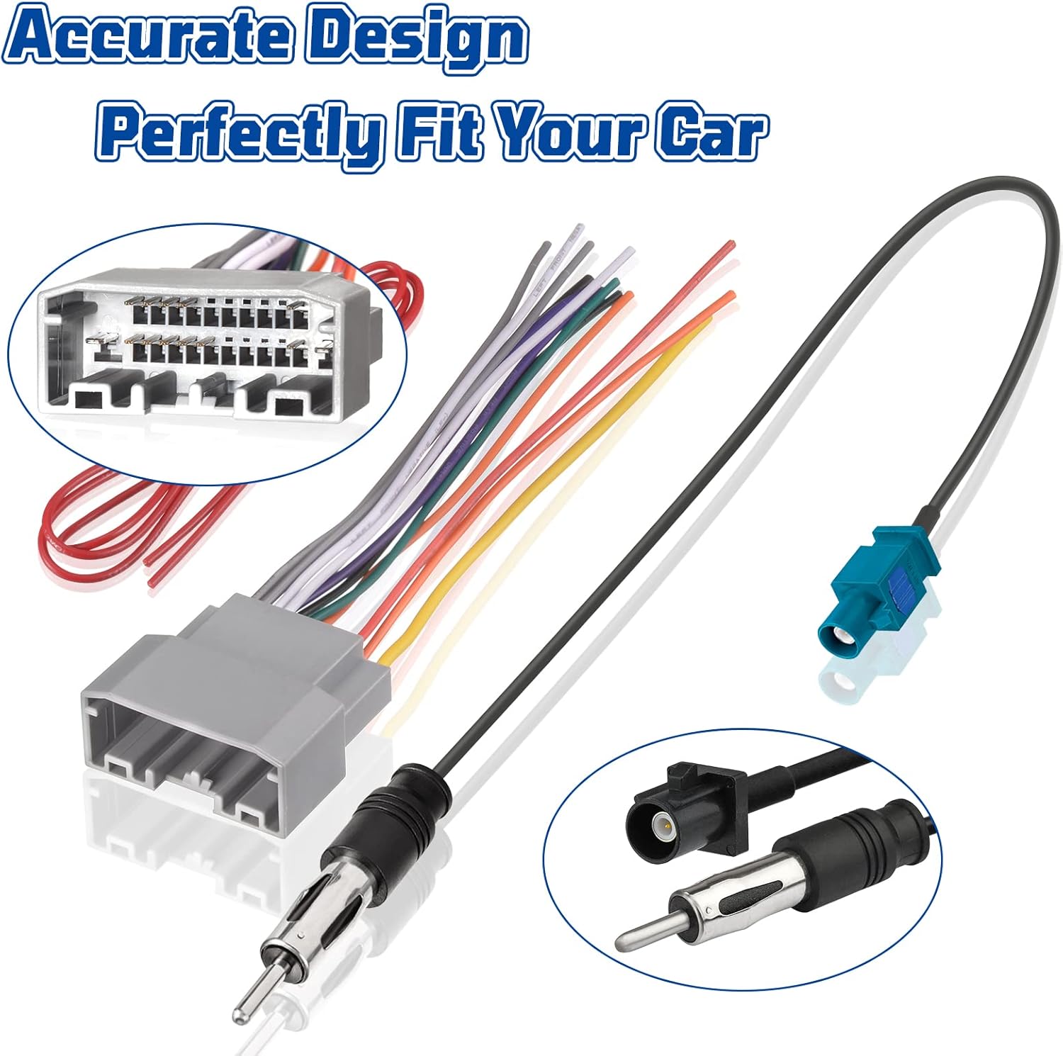 Bingfu Radio Wire Harness for Select Vehicle DB11 Radio Wiring Harness with Antenna Adapter for Car Stereo