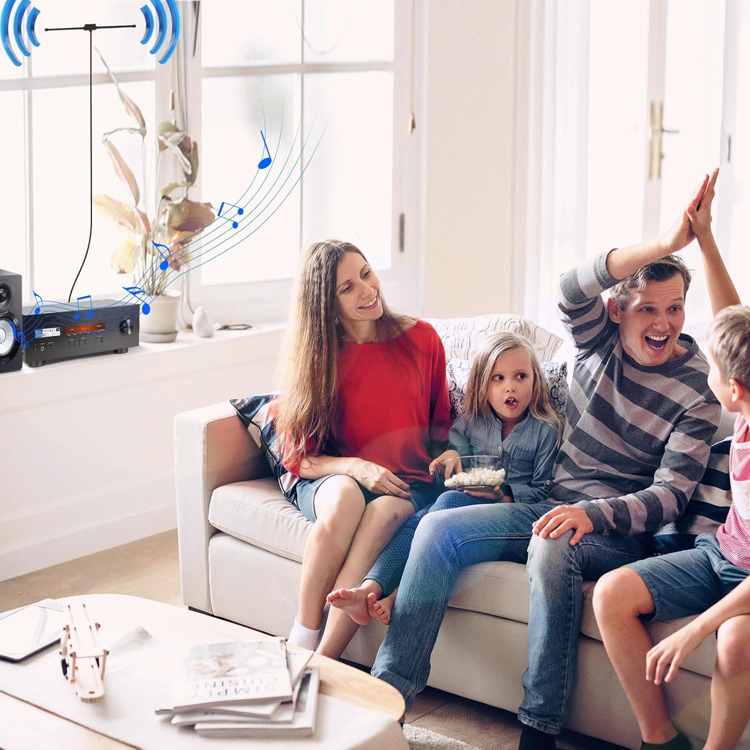 Bingfu 75 Ohm 300 Ohm FM T Shape Dipole Antenna for Indoor Digital HD Radio Table Top FM Radio Home Stereo Receiver AV Audio Video Home Theater Receiver HDTV TV Tuner