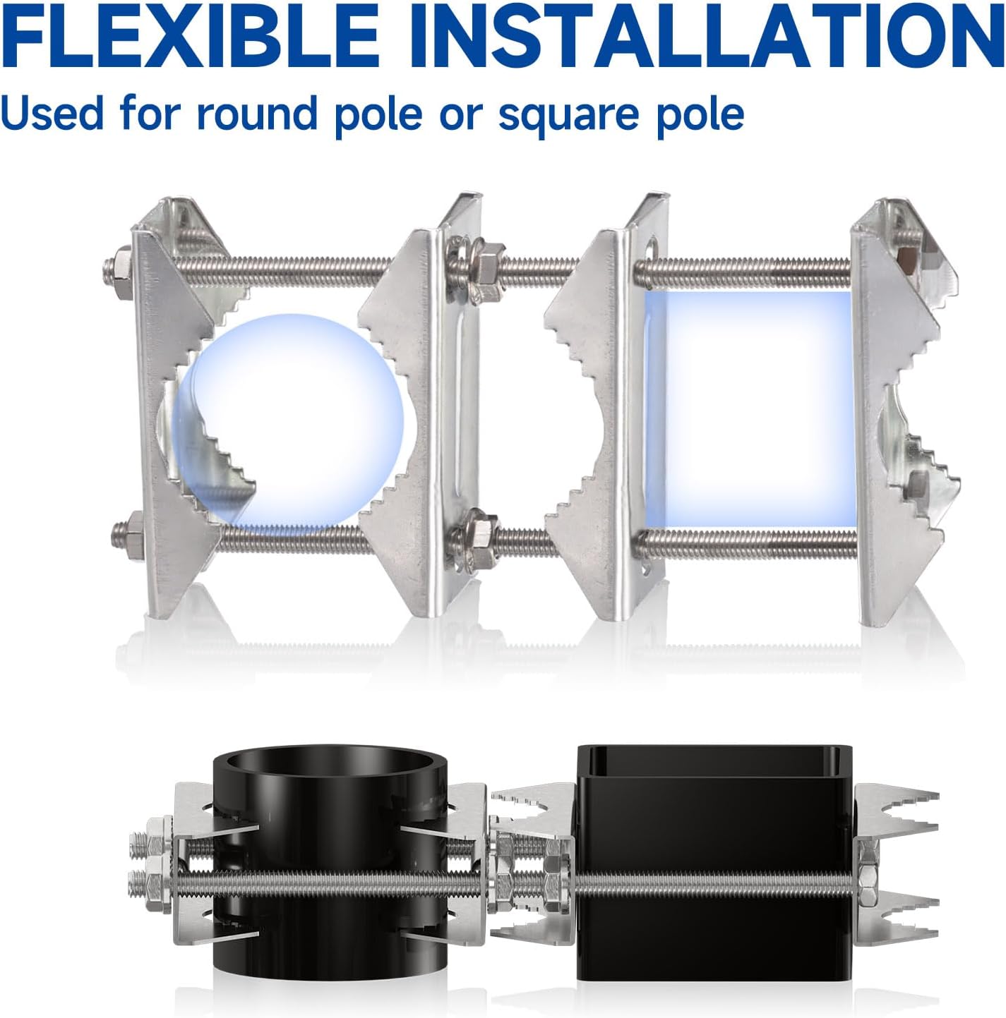 Bingfu Doppel Antennen-Mastklemme, Rostfrei, Strapazierfähig, Mast-zu-Pol-Montagesatz, Halterung Halter für 25–50 mm Durchmesser Outdoor LoRa WLAN 4G LTE Amateurfunk TV CB-Antennenmast