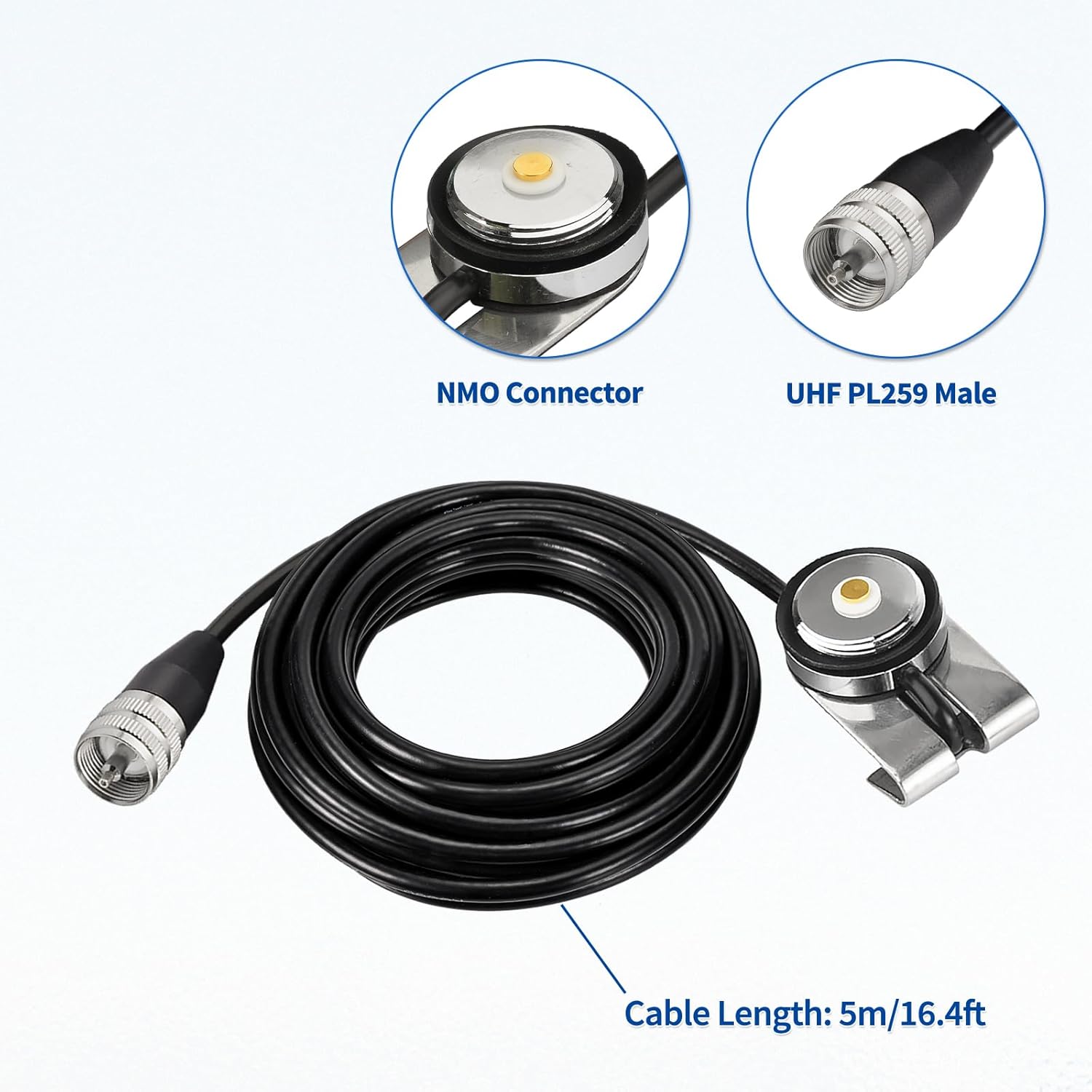Bingfu Vehicle Mobile Radio Antenna NMO Mount Fix Bracket Lip Mount with 5m 16.5 feet RG58 Cable UHF PL259 Male Connector for Car Truck Amateur Ham Radio Antenna