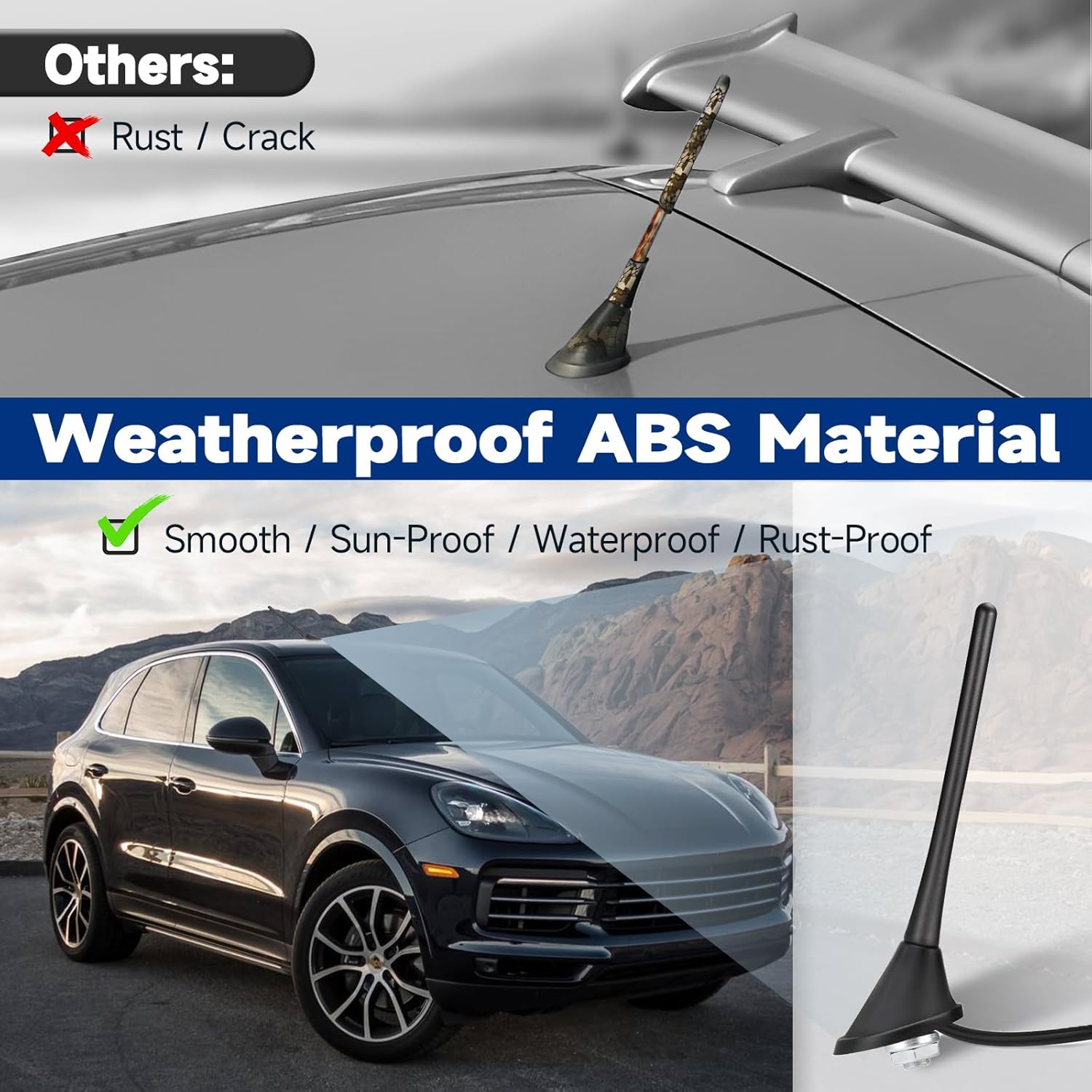 Bingfu Auto-Radioantenne, 22cm universelle Dachmontage FM/AM Antenne mit Montagefuß, 5m Kabel, DIN-Stecker für Auto, LKW, SUV Stereo-Head-Unit-Empfänger