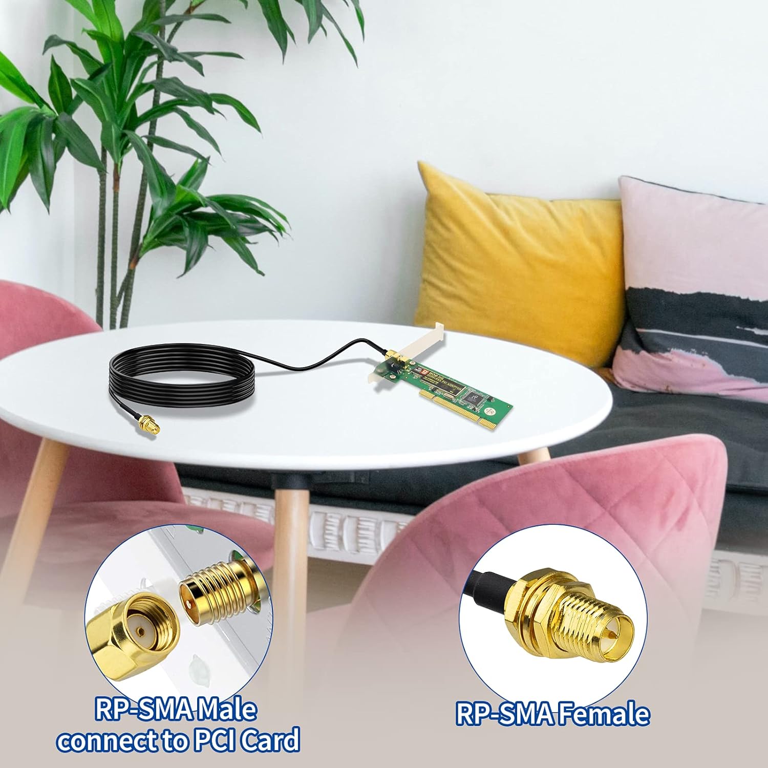 Bingfu RP-SMA Stecker auf RP-SMA Buchse Kabel 2m RG174 WiFi-Antennenverlängerungs Koaxialkabel für Drahtlose Mini PCI Express PCIE Netzwerkkarte USB Adapter Router Booster IP Kamera