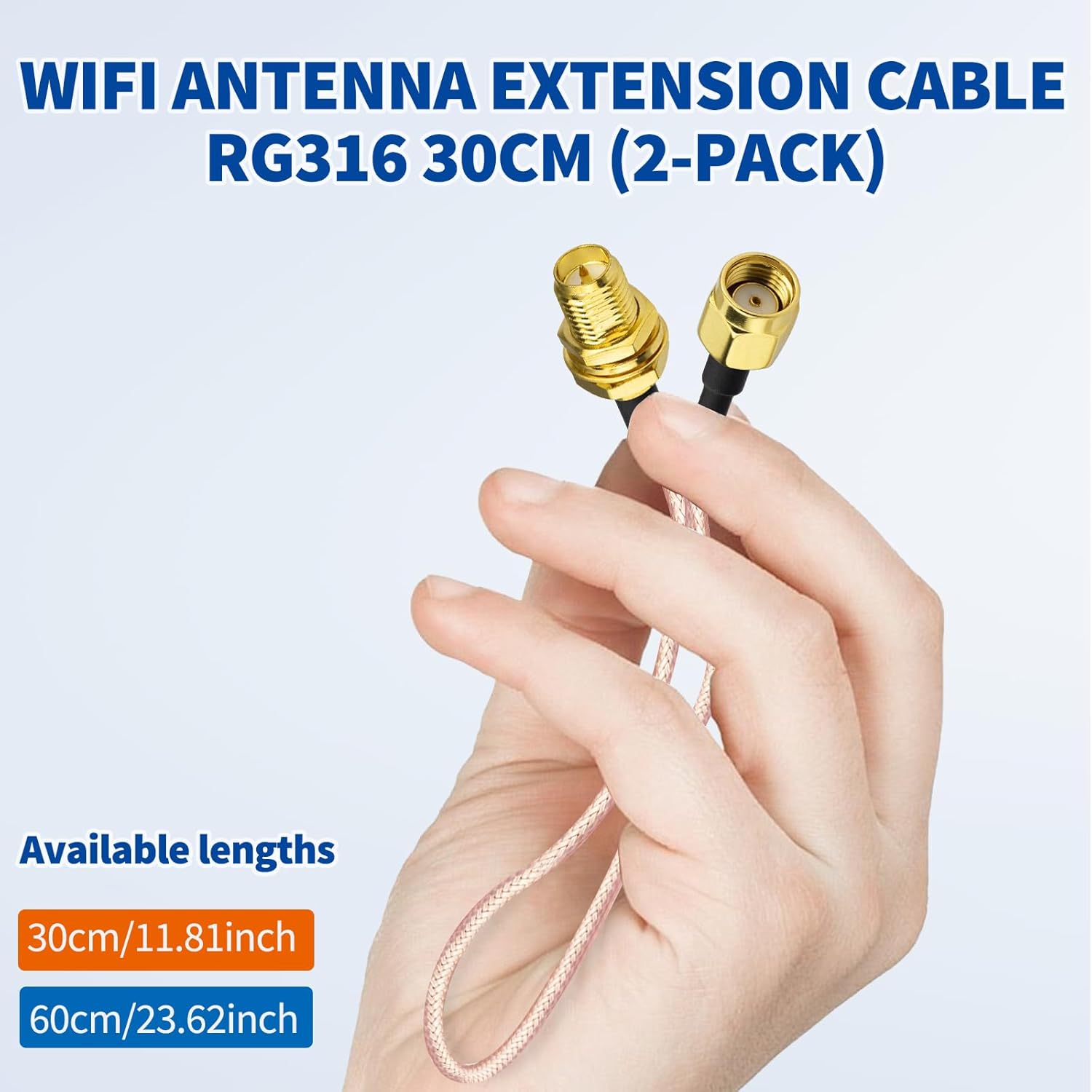 Bingfu RP-SMA-Stecker auf RP-SMA-Buchse Kabel 30cm RG316 WiFi-Antennenverlängerungs Koaxialkabel (2 Stück) für Drahtlose Mini PCI Express PCIE Netzwerkkarten WiFi Adapter WiFi Router Gateway
