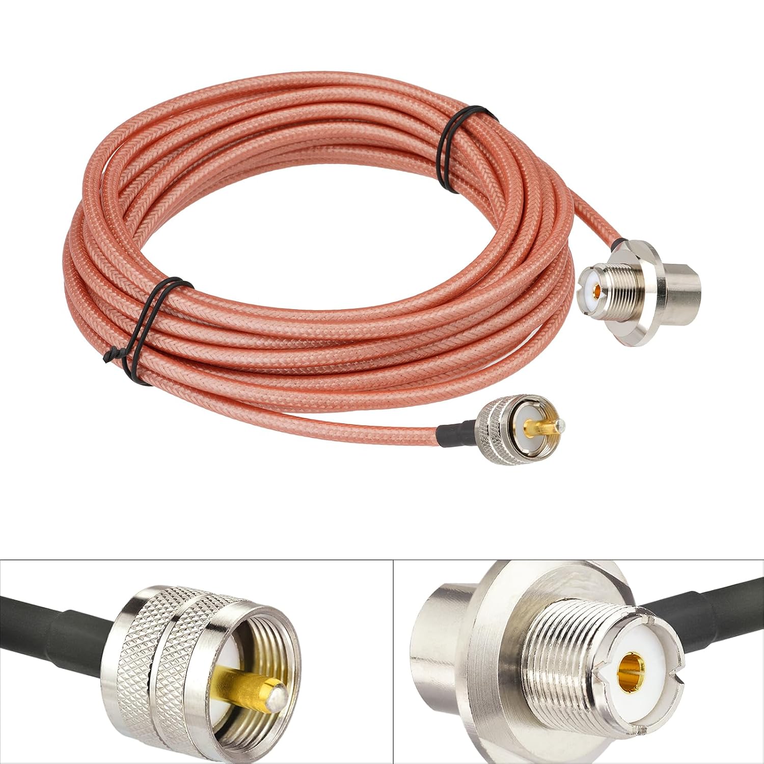 BINGFU PL259 auf SO239 Kabel 6 m, UHF-Stecker auf UHF-Buchse gewinkelt
