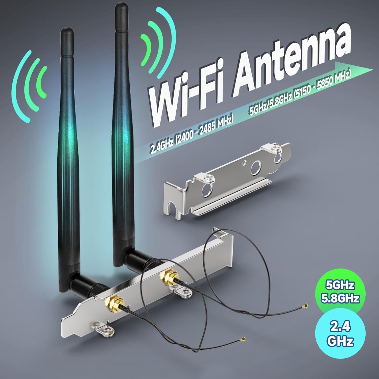 Bingfu Mini Dual Band 2,4 GHz 5,8 GHz WiFi-Antenne + 25 cm U.FL IPEX MHF4 auf RP-SMA-Buchse-Verlängerungskabel und PCIE-Steckplatzhalterung für M.2 NGFF Intel Wireless Network Card WiFi-Adapter